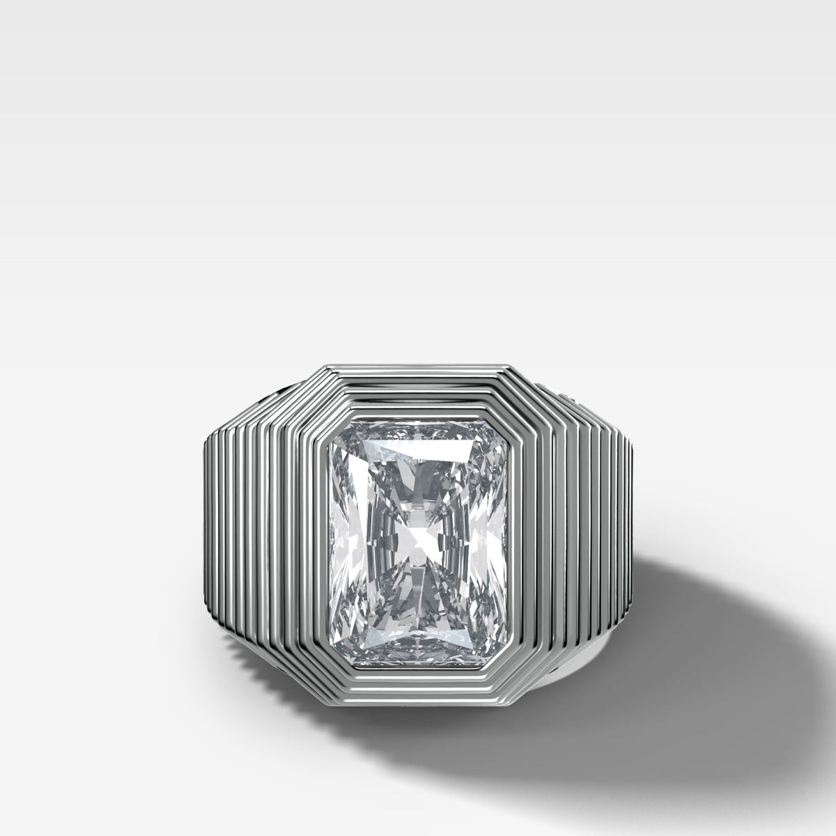 Ripple Solitaire Engagement Ring with Elongated Radiant Cut Diamond - GOODSTONE