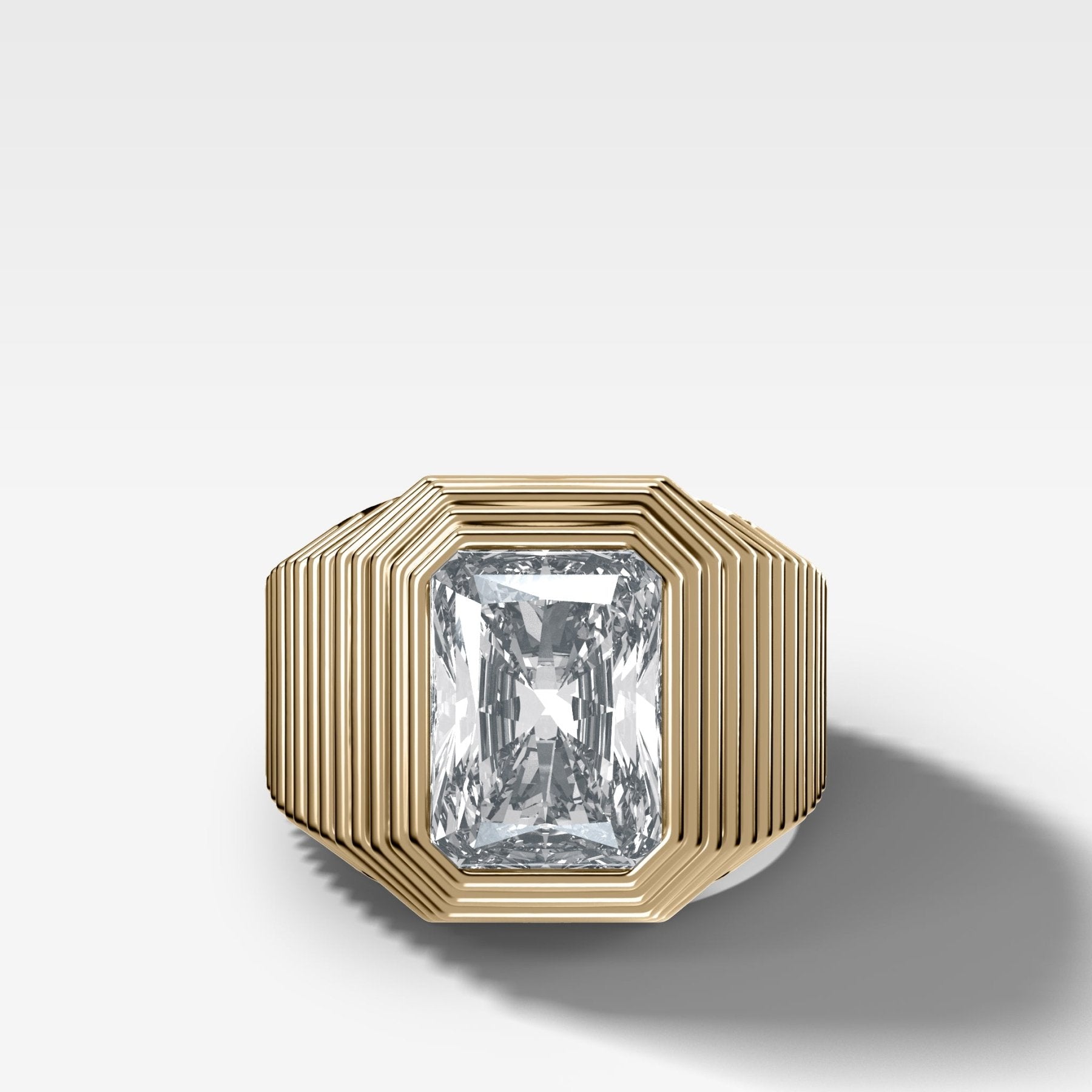 Ripple Solitaire Engagement Ring with Elongated Radiant Cut Diamond - GOODSTONE