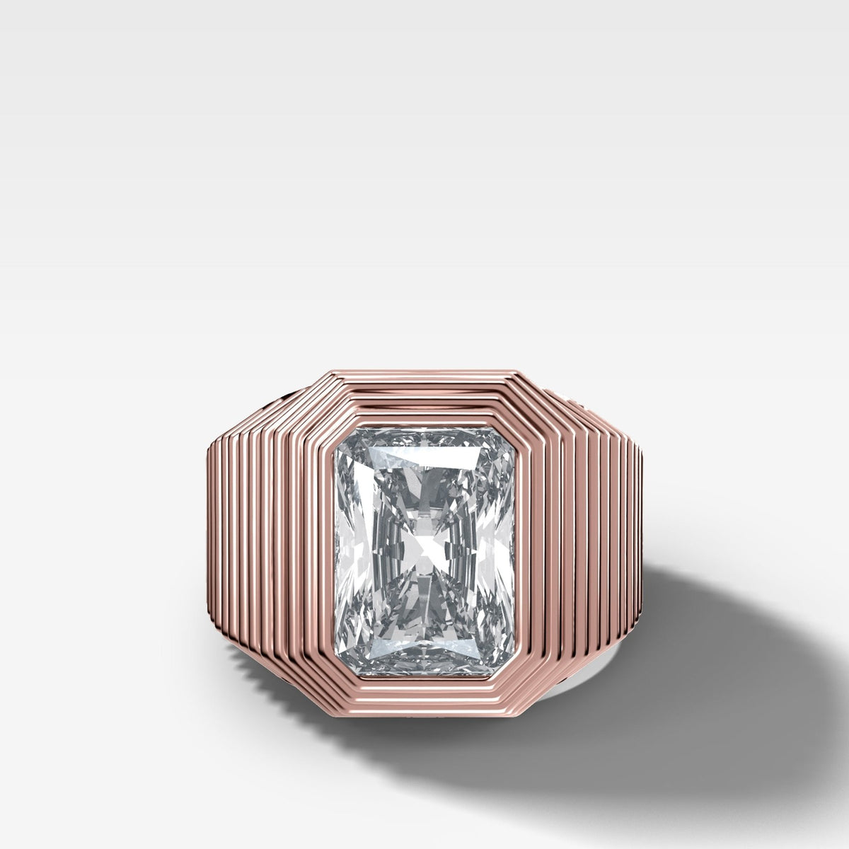 Ripple Solitaire Engagement Ring with Elongated Radiant Cut Diamond - GOODSTONE