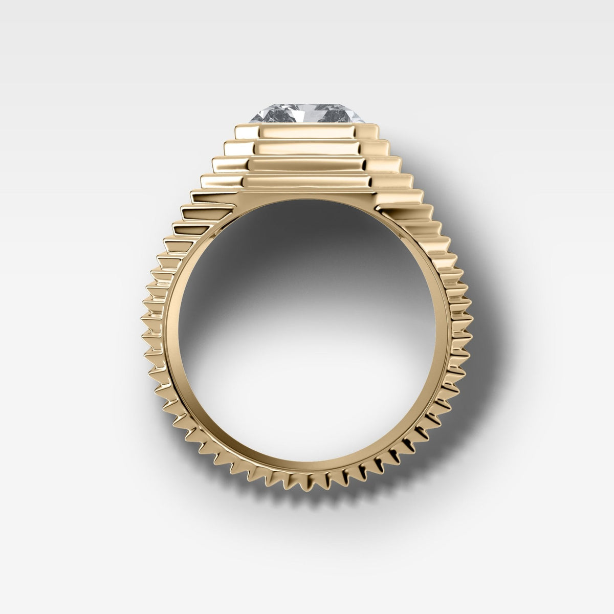 Ripple Solitaire Engagement Ring with Elongated Radiant Cut Diamond - GOODSTONE