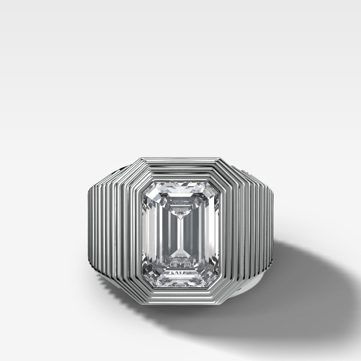 Ripple Solitaire Engagement Ring with Emerald Cut Diamond - GOODSTONE