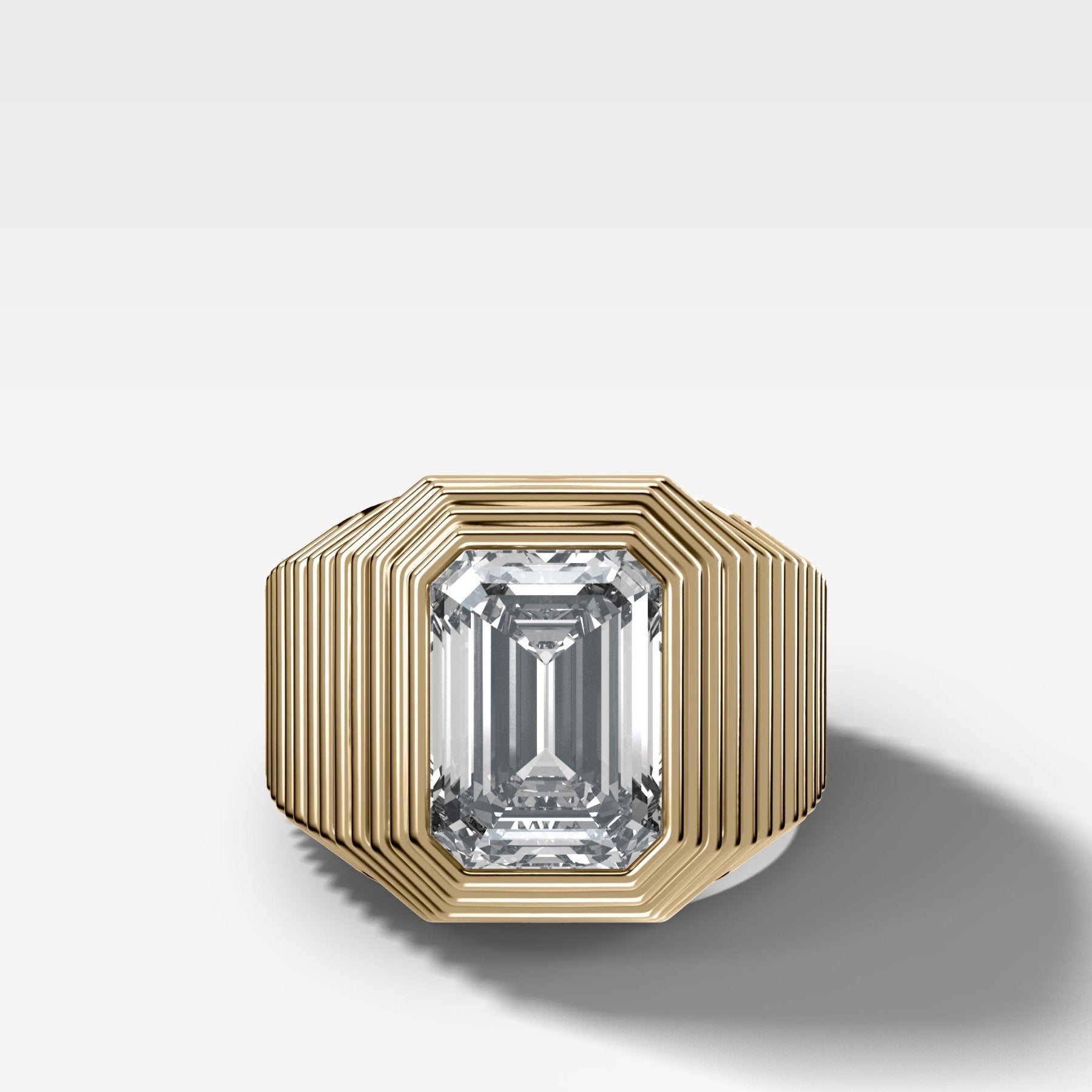 Ripple Solitaire Engagement Ring with Emerald Cut Diamond - GOODSTONE
