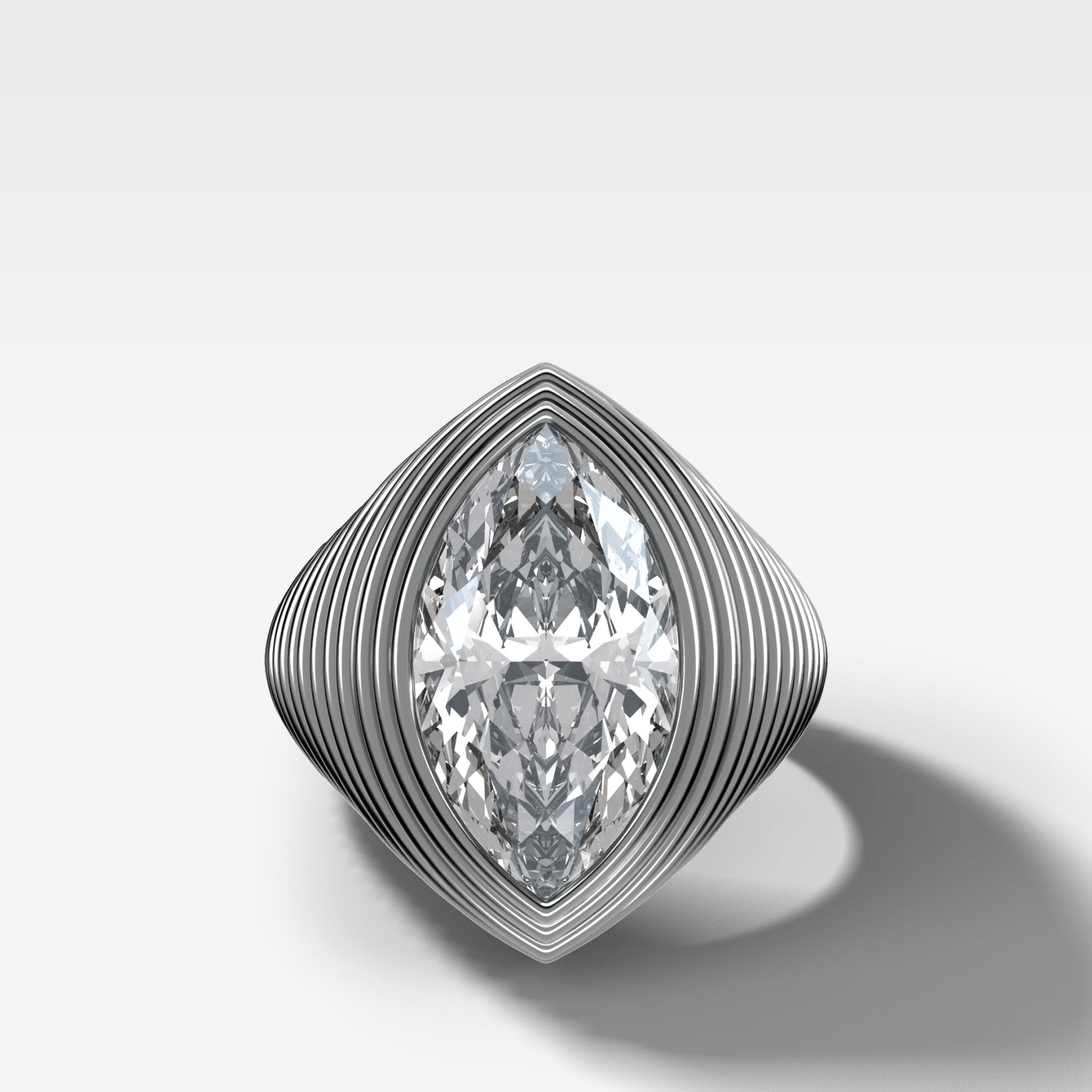 Ripple Solitaire Engagement Ring with Marquise Cut Diamond - GOODSTONE