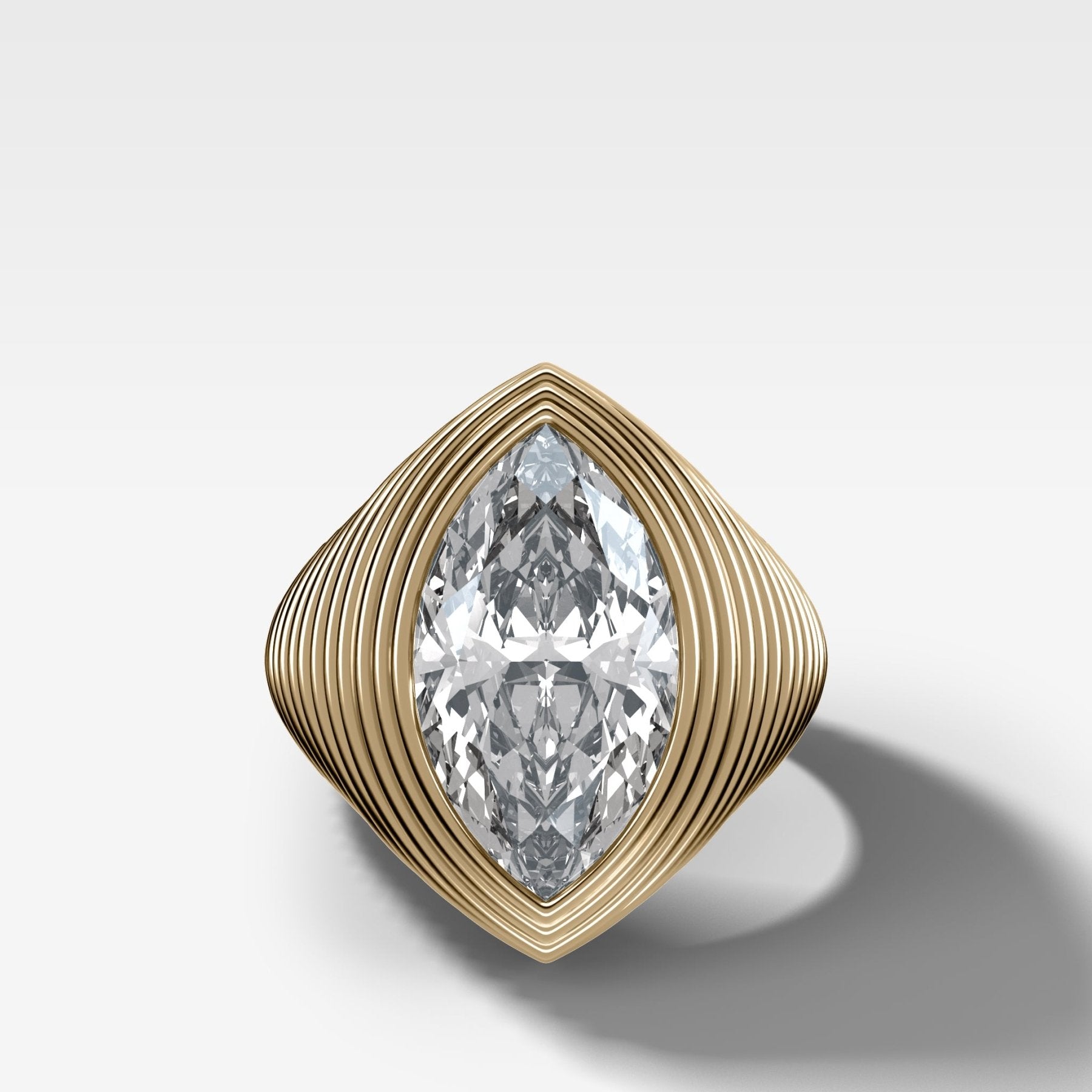 Ripple Solitaire Engagement Ring with Marquise Cut Diamond - GOODSTONE
