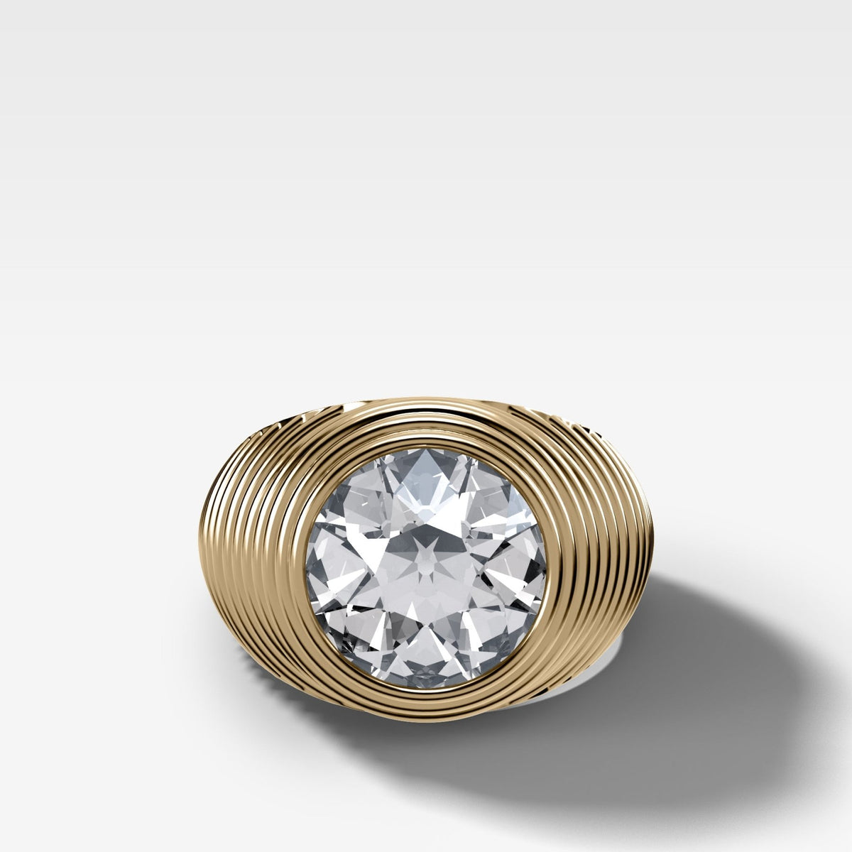 Ripple Solitaire Engagement Ring with Old Euro Cut Diamond - GOODSTONE