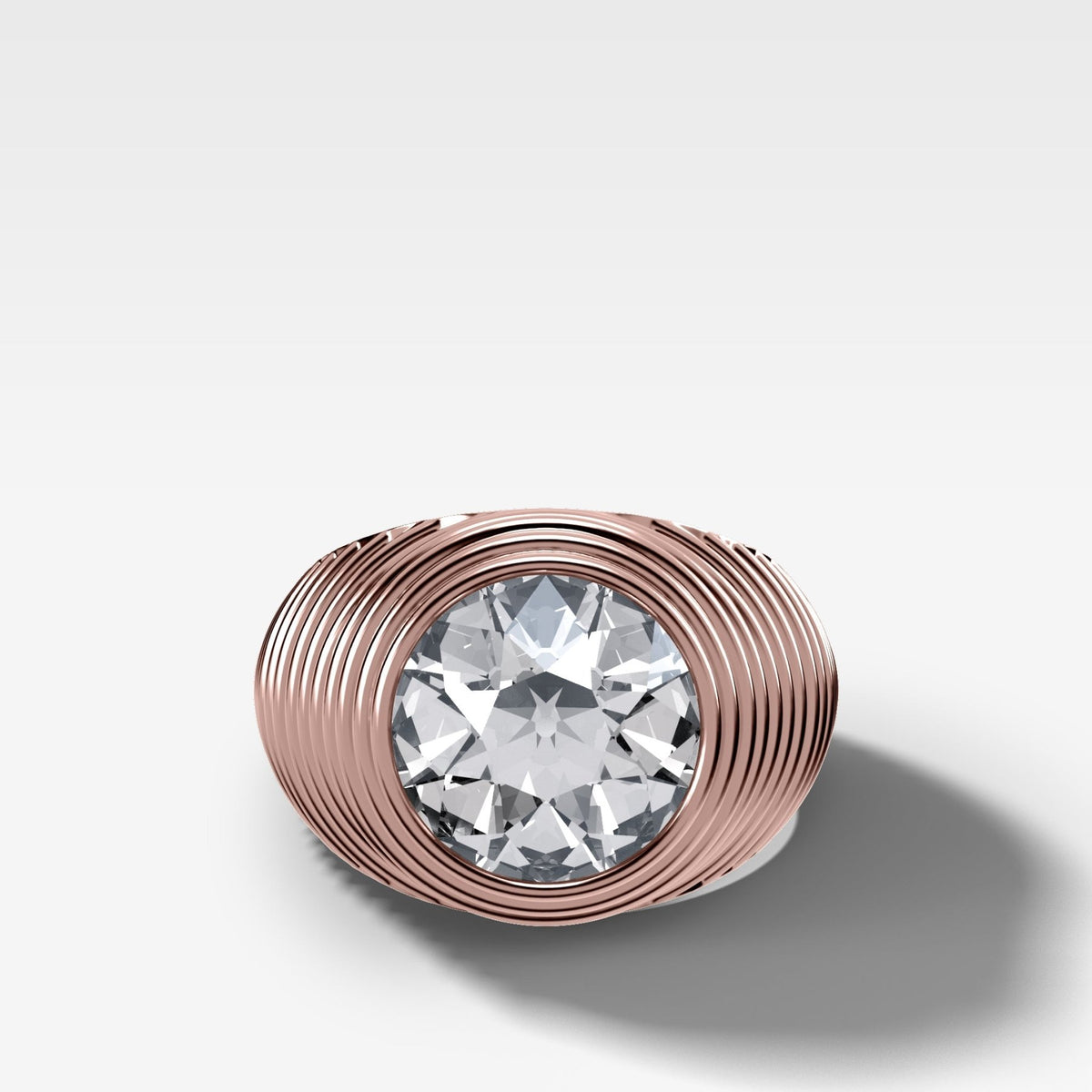 Ripple Solitaire Engagement Ring with Old Euro Cut Diamond - GOODSTONE