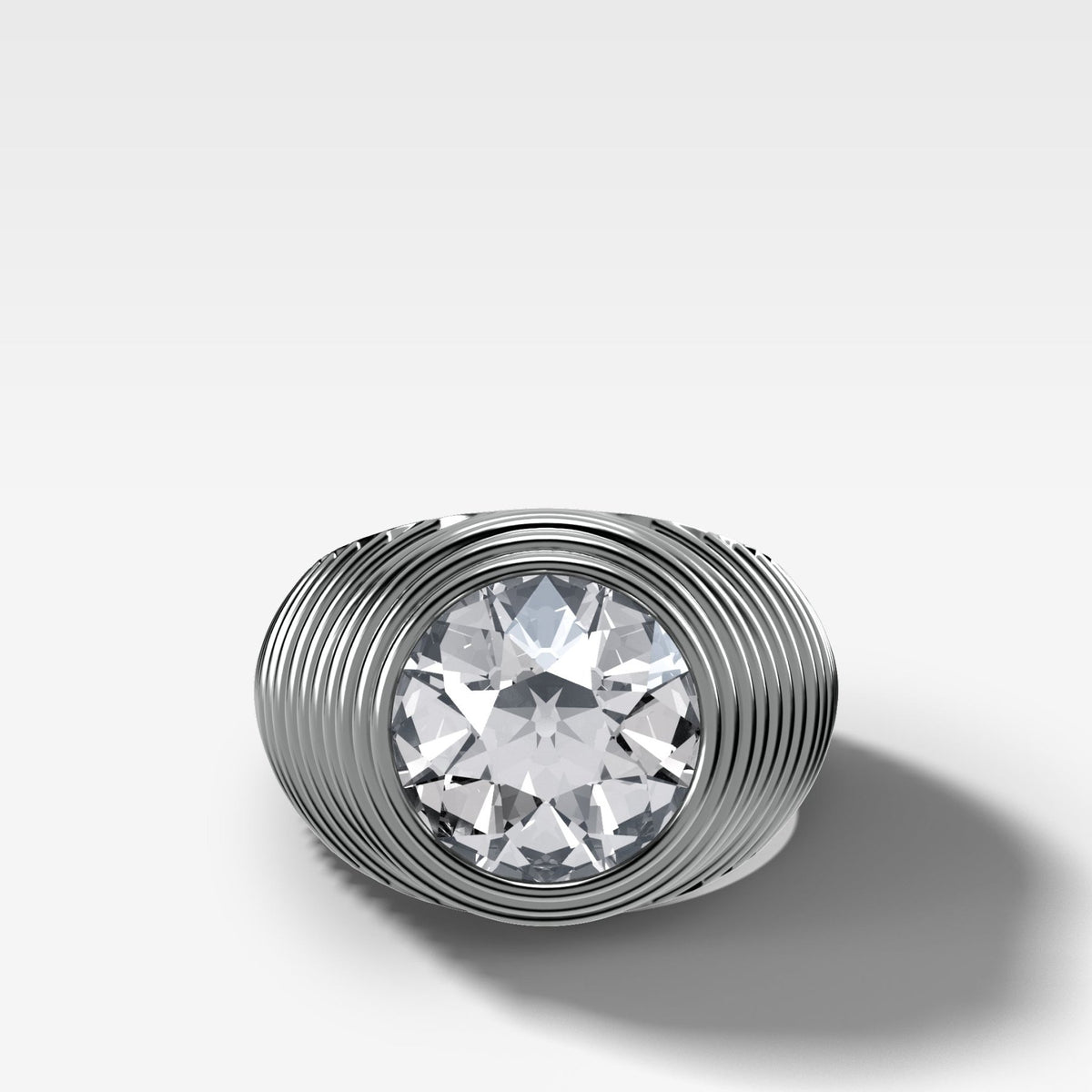 Ripple Solitaire Engagement Ring with Old Euro Cut Diamond - GOODSTONE