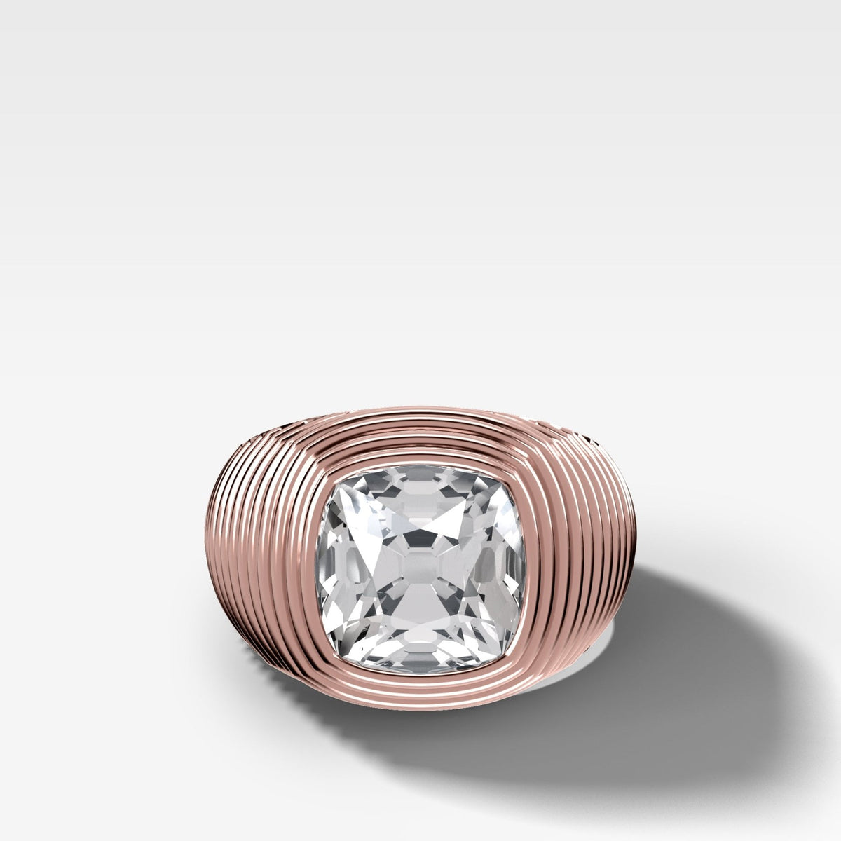 Ripple Solitaire Engagement Ring with Old Mine Cut Diamond - GOODSTONE