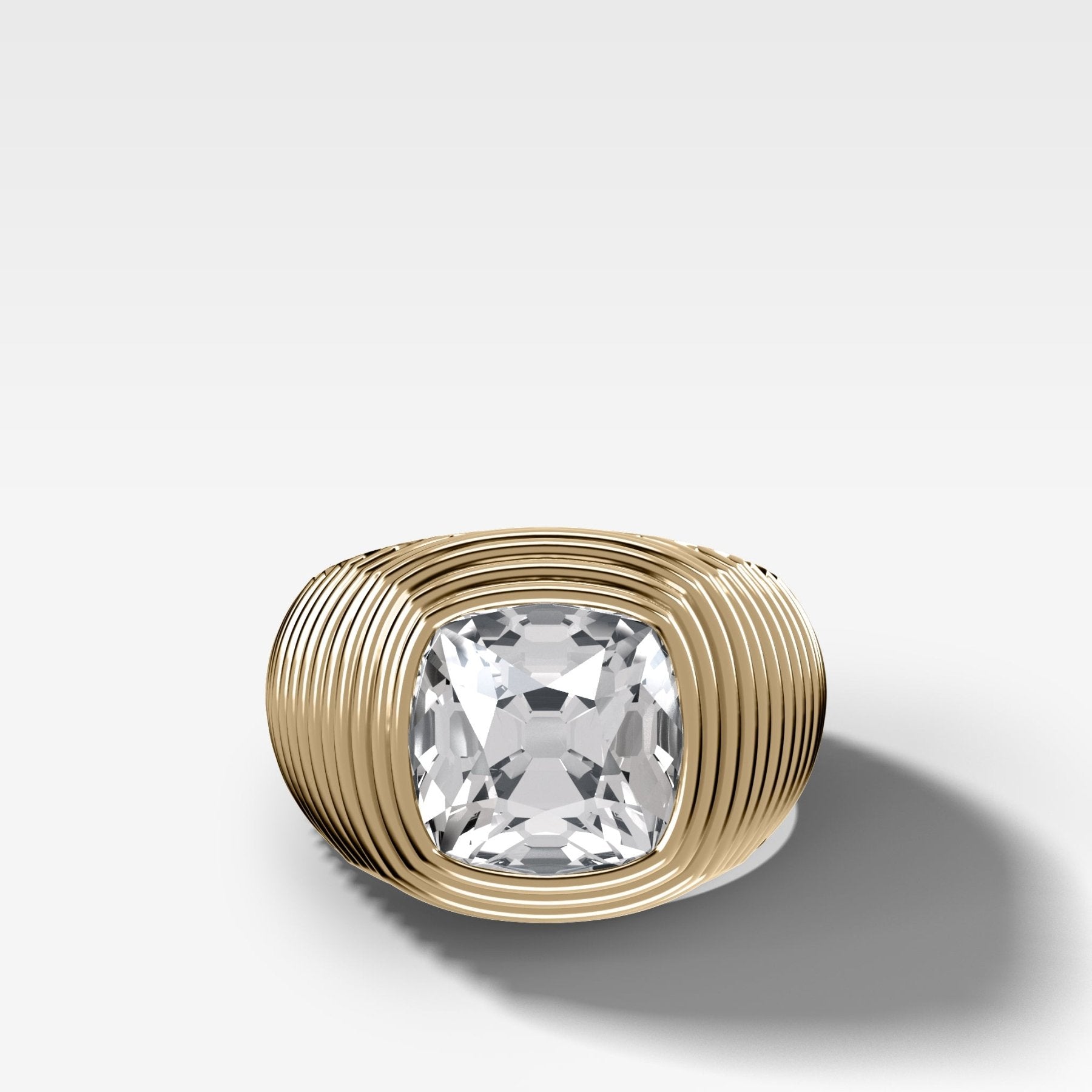 Ripple Solitaire Engagement Ring with Old Mine Cut Diamond - GOODSTONE