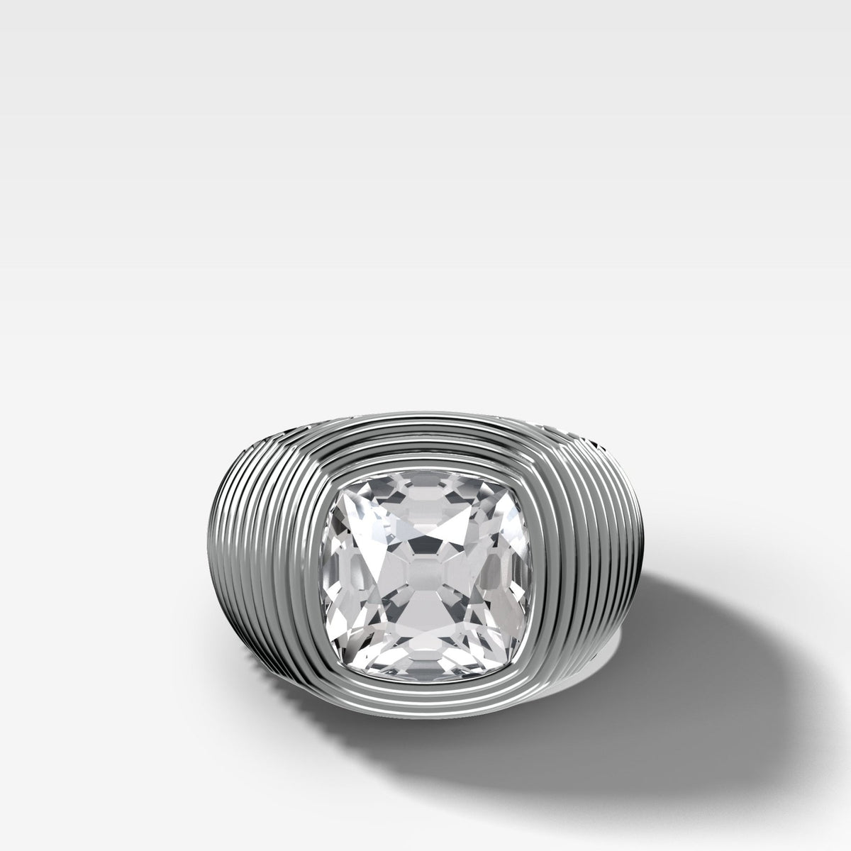 Ripple Solitaire Engagement Ring with Old Mine Cut Diamond - GOODSTONE
