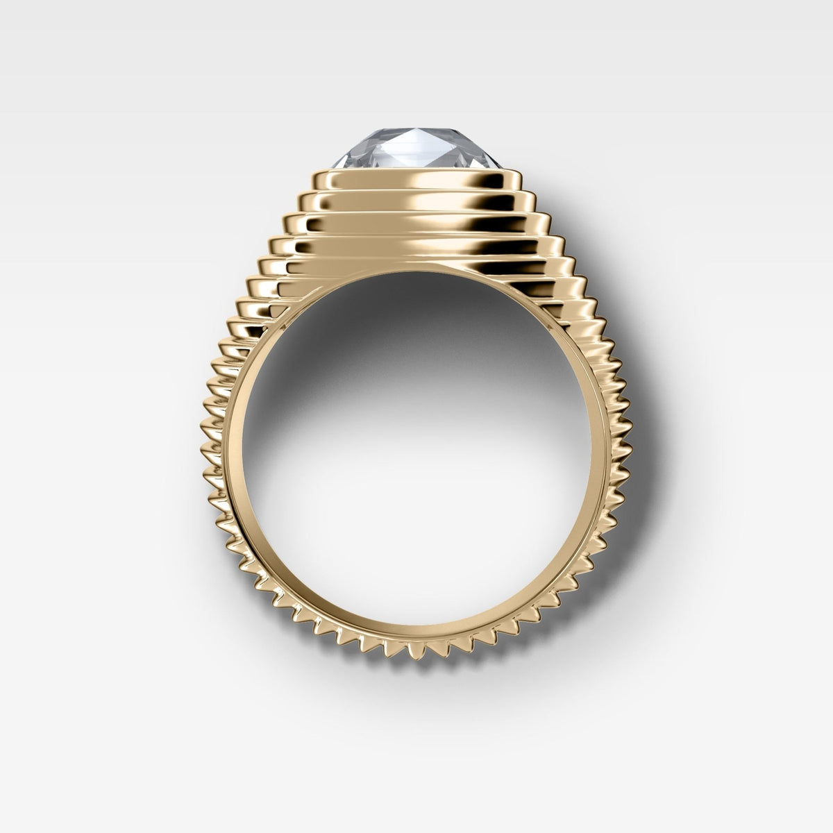 Ripple Solitaire Engagement Ring with Old Mine Cut Diamond - GOODSTONE