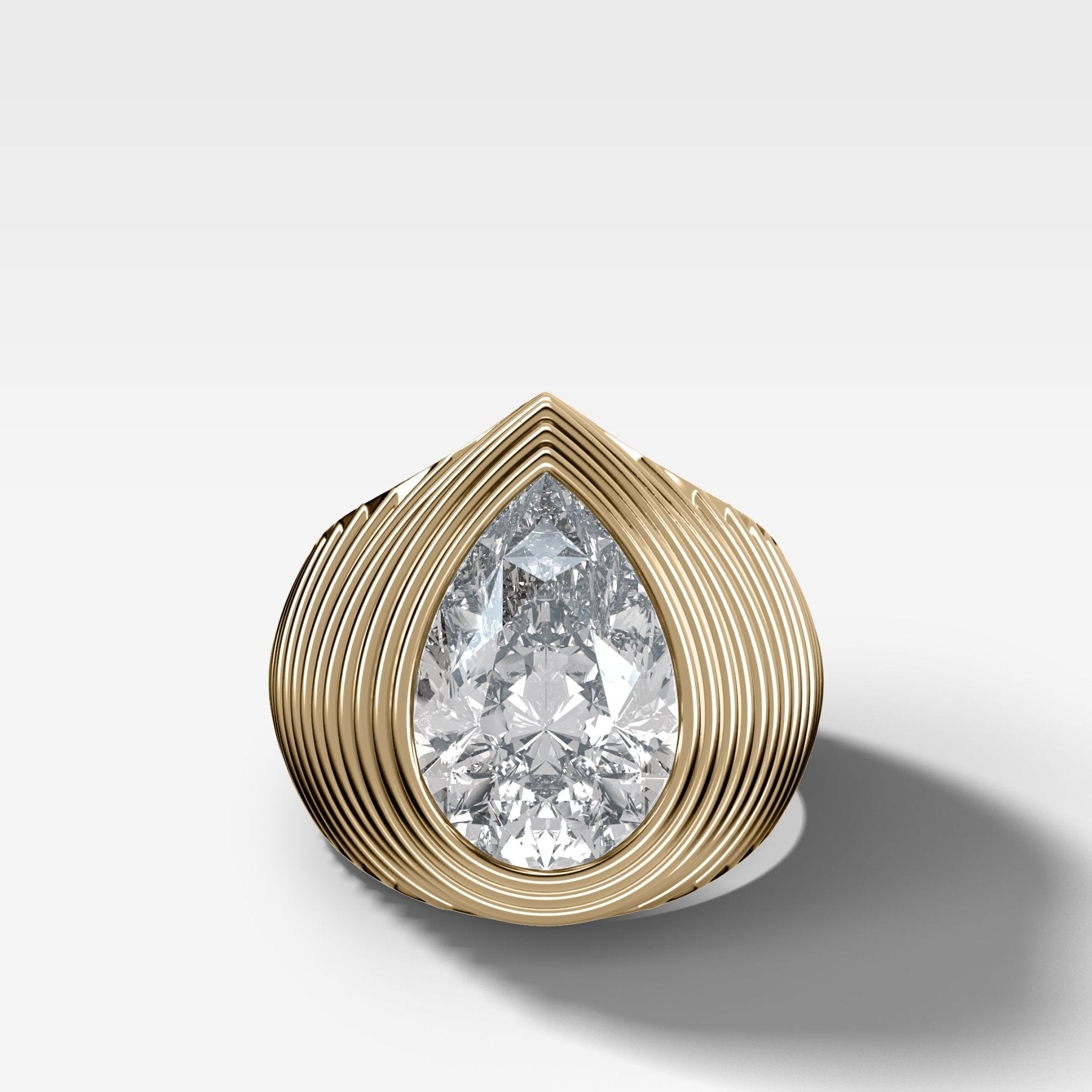 Ripple Solitaire Engagement Ring with Pear Cut Diamond - GOODSTONE