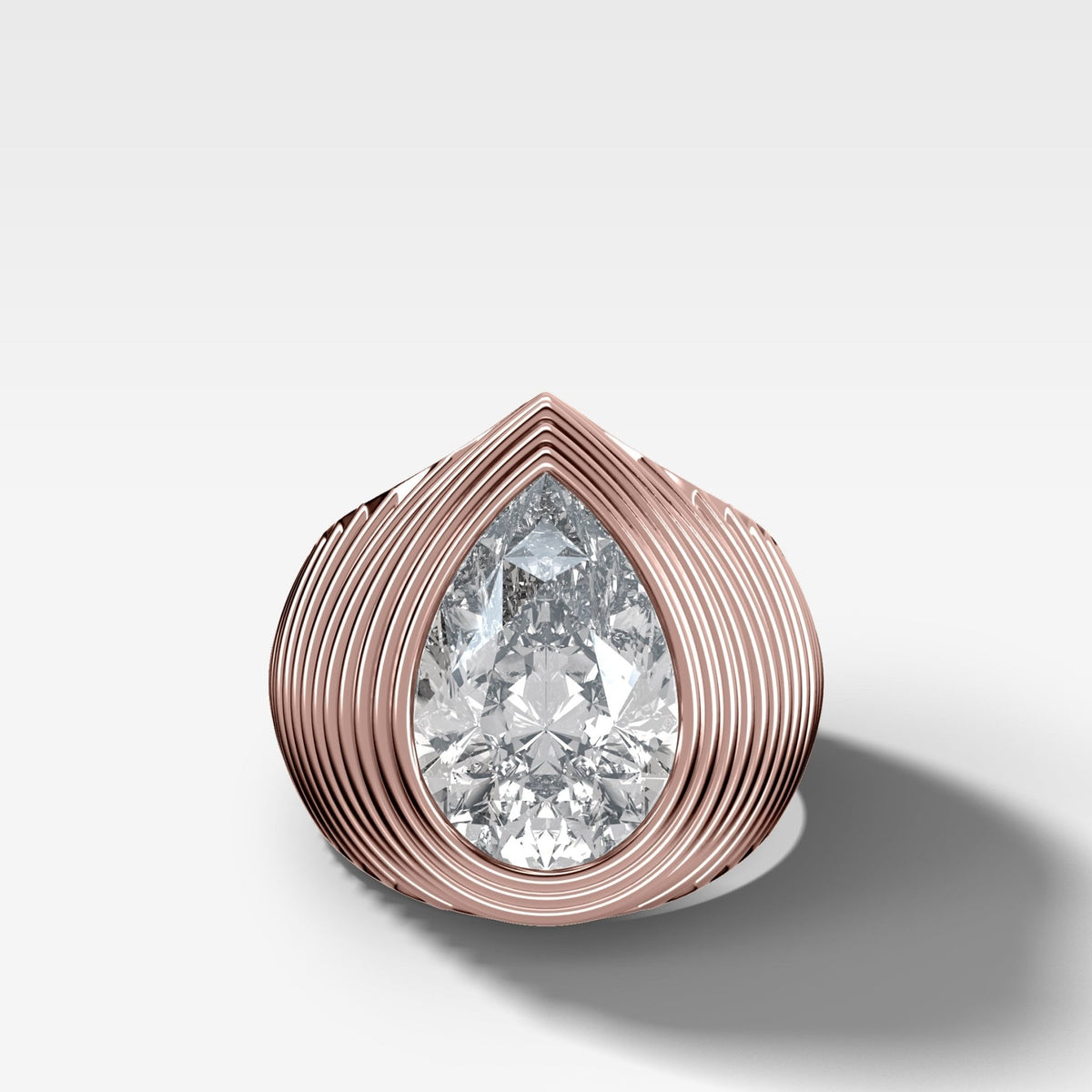 Ripple Solitaire Engagement Ring with Pear Cut Diamond - GOODSTONE
