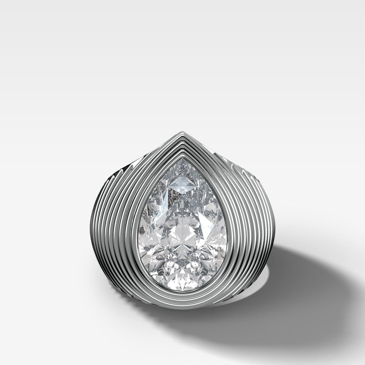 Ripple Solitaire Engagement Ring with Pear Cut Diamond - GOODSTONE