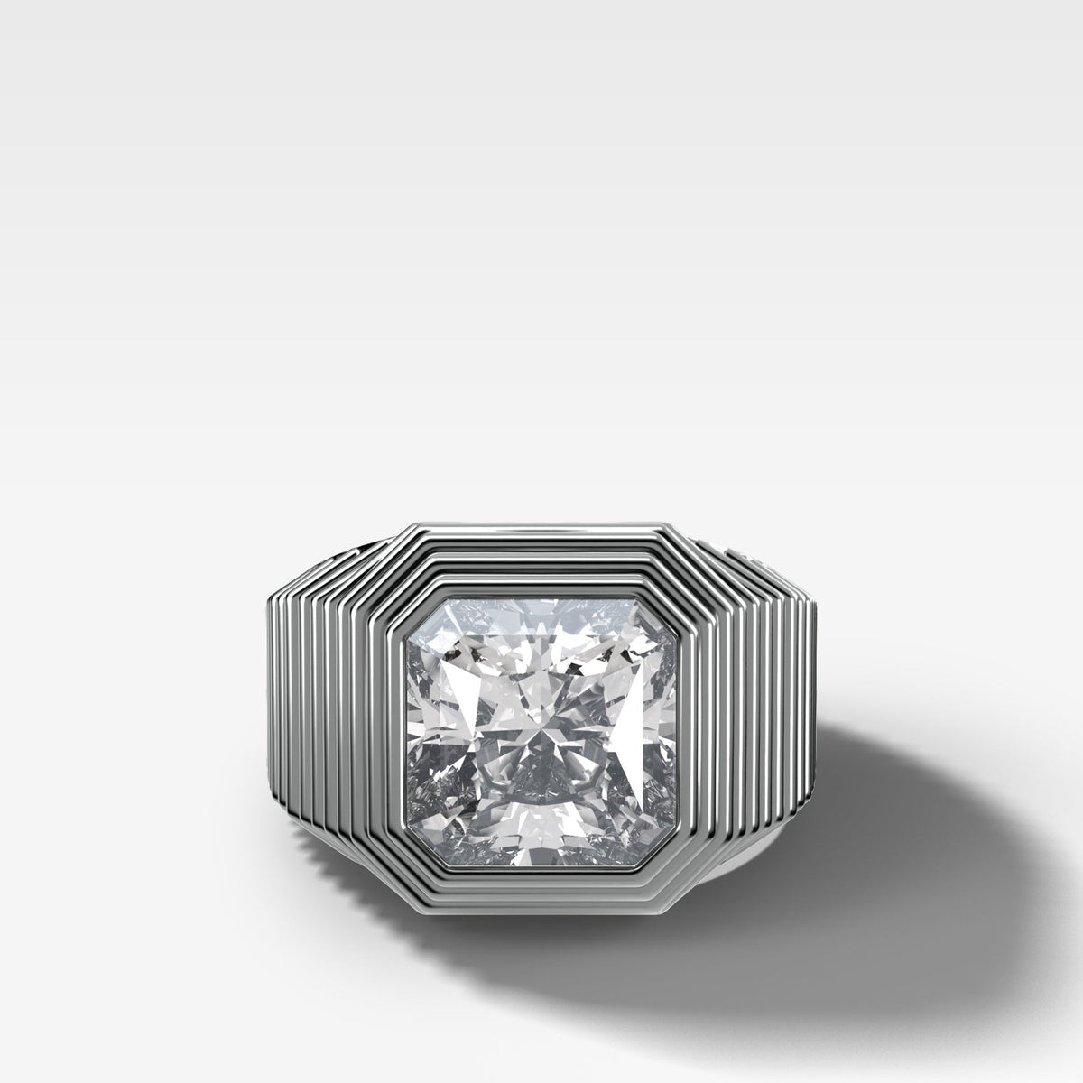 Ripple Solitaire Engagement Ring with Radiant Cut Diamond - GOODSTONE