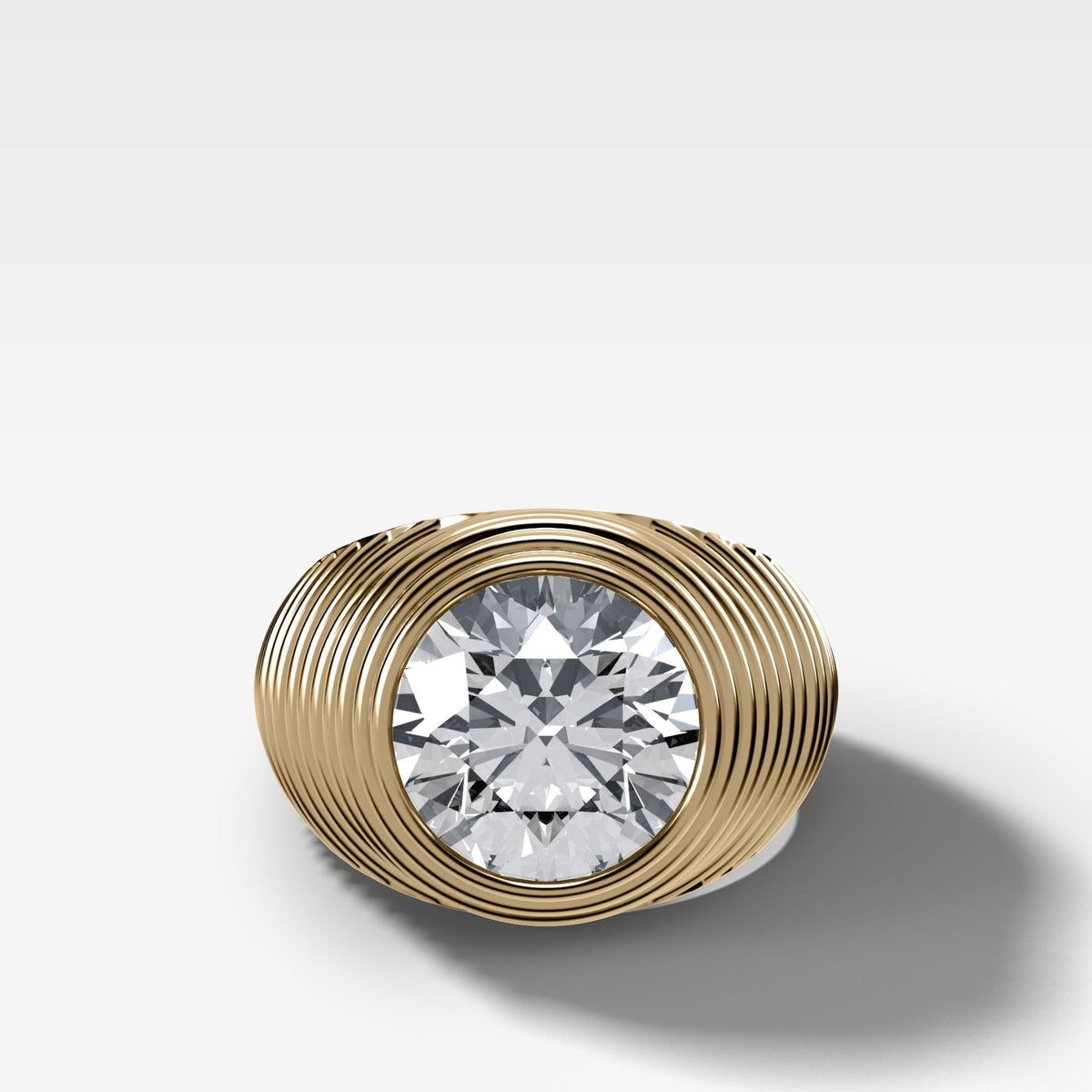 Ripple Solitaire Engagement Ring with Round Cut Diamond - GOODSTONE