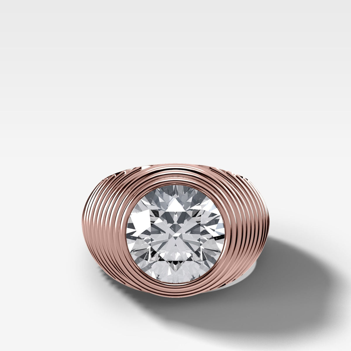 Ripple Solitaire Engagement Ring with Round Cut Diamond - GOODSTONE