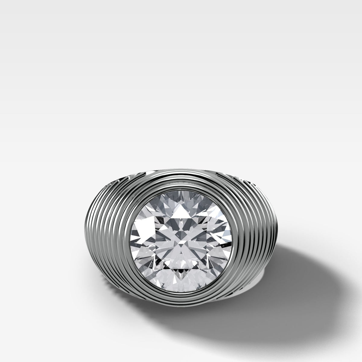 Ripple Solitaire Engagement Ring with Round Cut Diamond - GOODSTONE