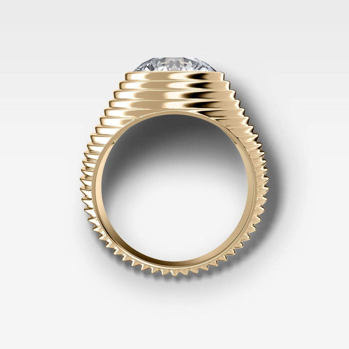Ripple Solitaire Engagement Ring with Round Cut Diamond - GOODSTONE