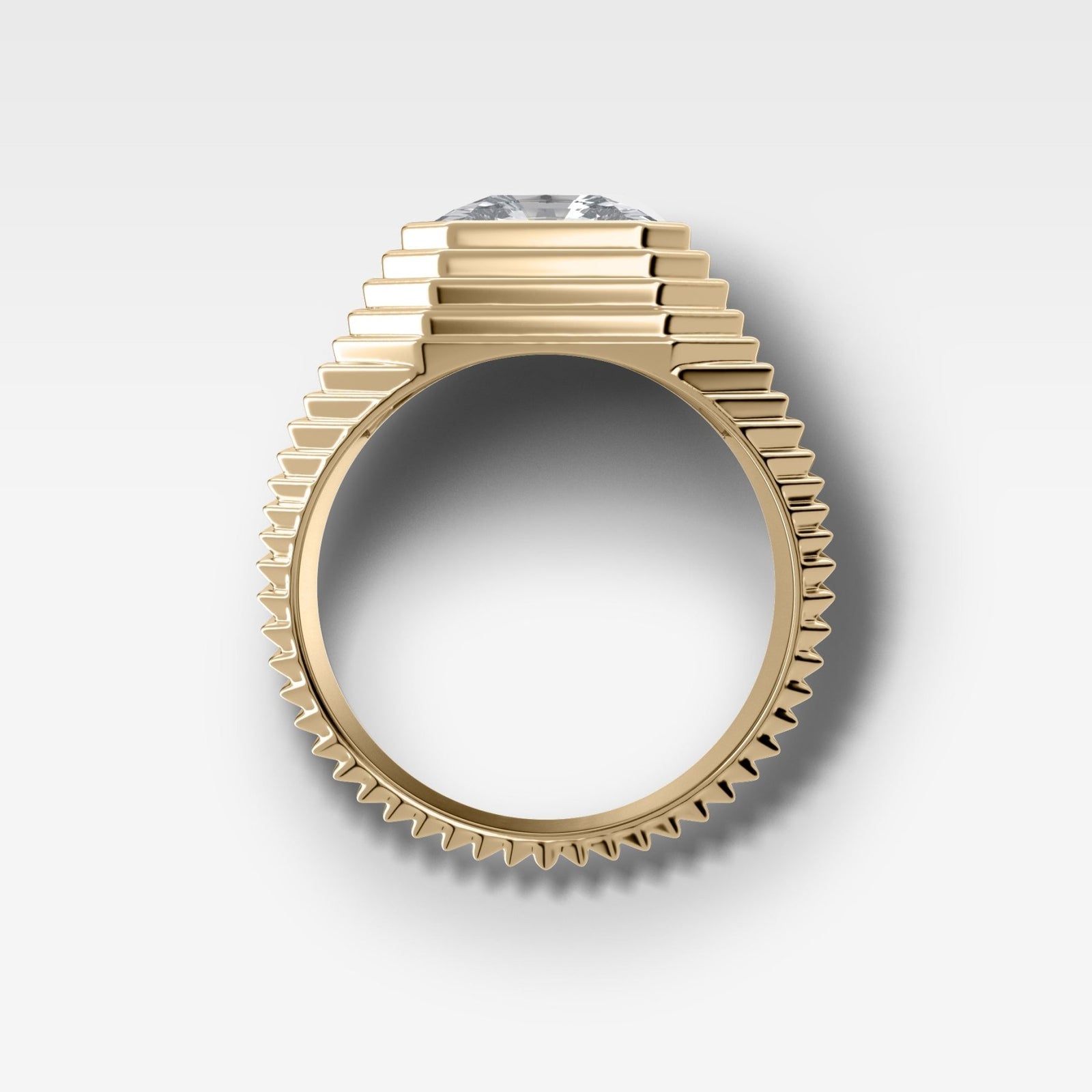 Ripple Solitaire Engagement Ring with Square Radiant Cut Diamond - GOODSTONE