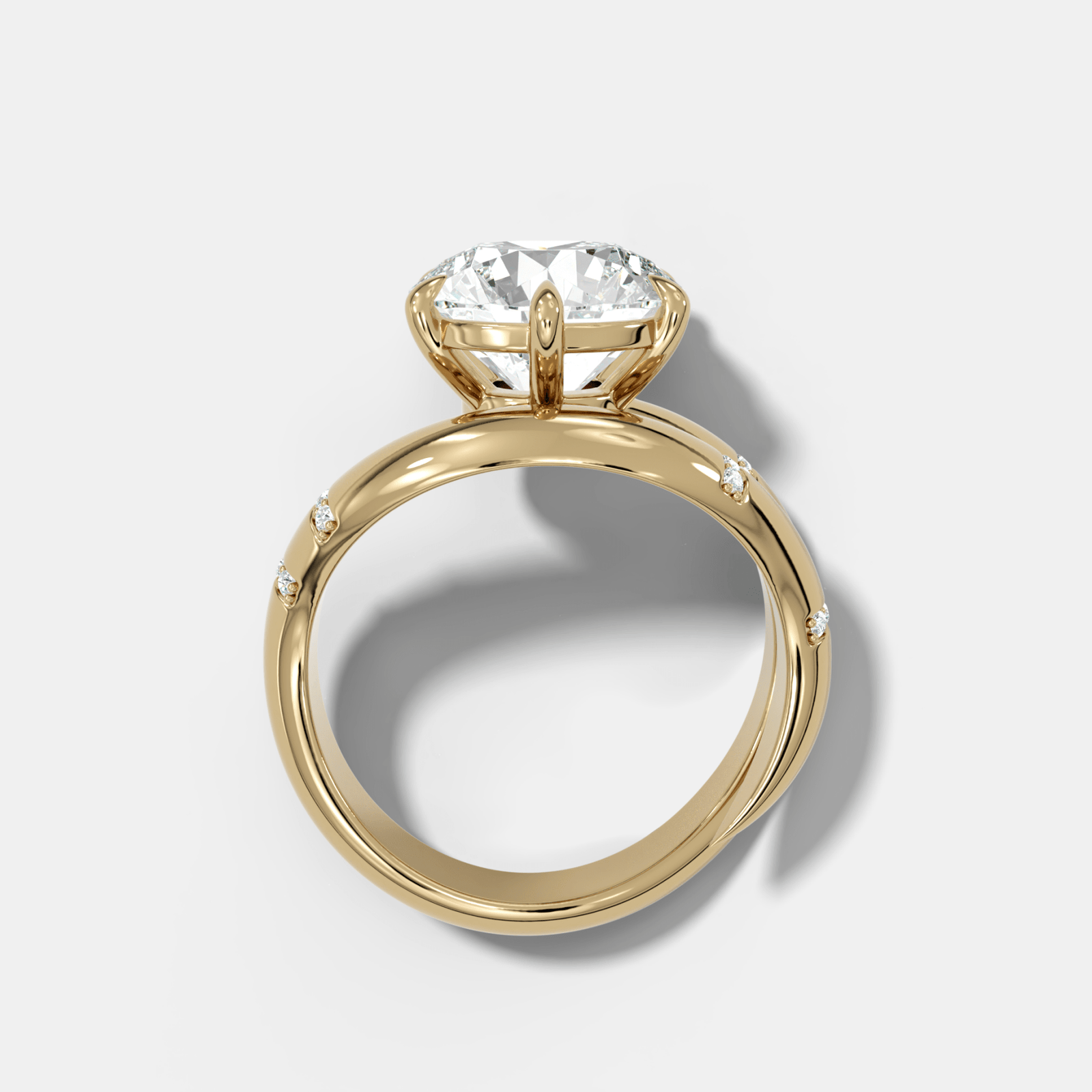 Round Cut Diamond Contoured Pavé Wrap Engagement Ring - GOODSTONE