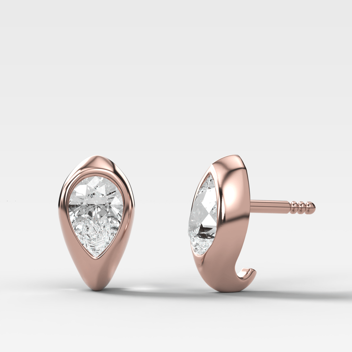 Sculpted Bezel Studs with Pear Cut Diamonds - GOODSTONE