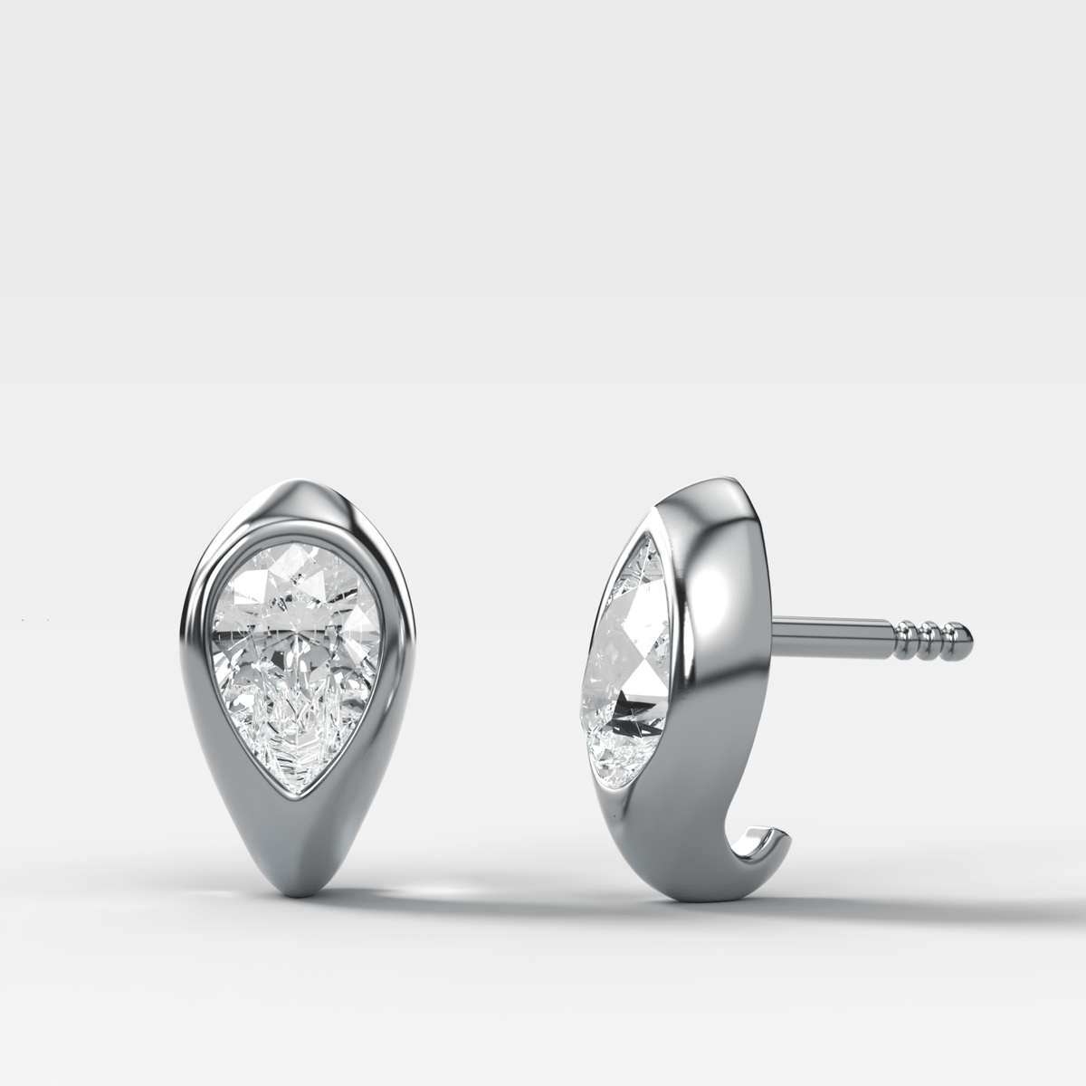 Sculpted Bezel Studs with Pear Cut Diamonds - GOODSTONE