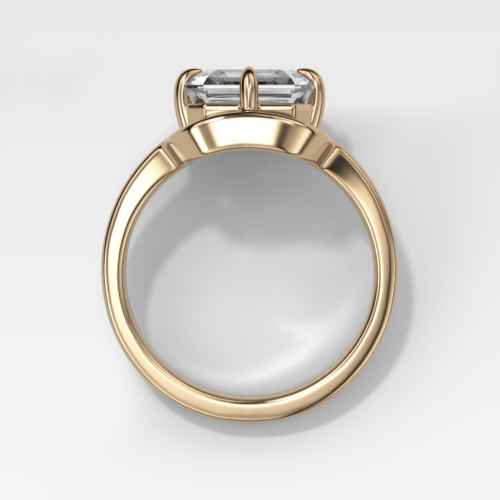 Sculptural Compass-Prong Engagement Ring with Asscher Cut Diamond - GOODSTONE