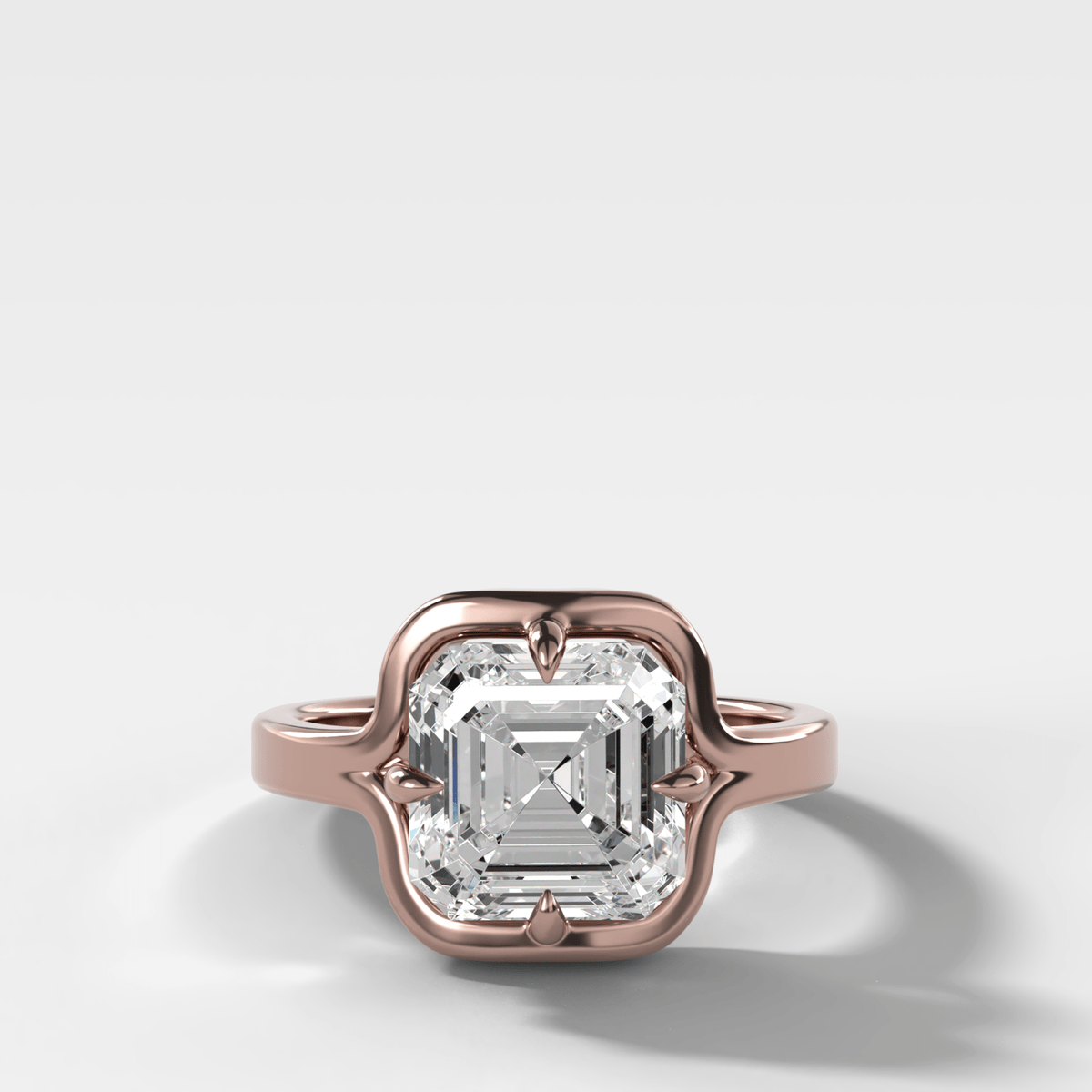Sculptural Compass-Prong Engagement Ring with Asscher Cut Diamond - GOODSTONE