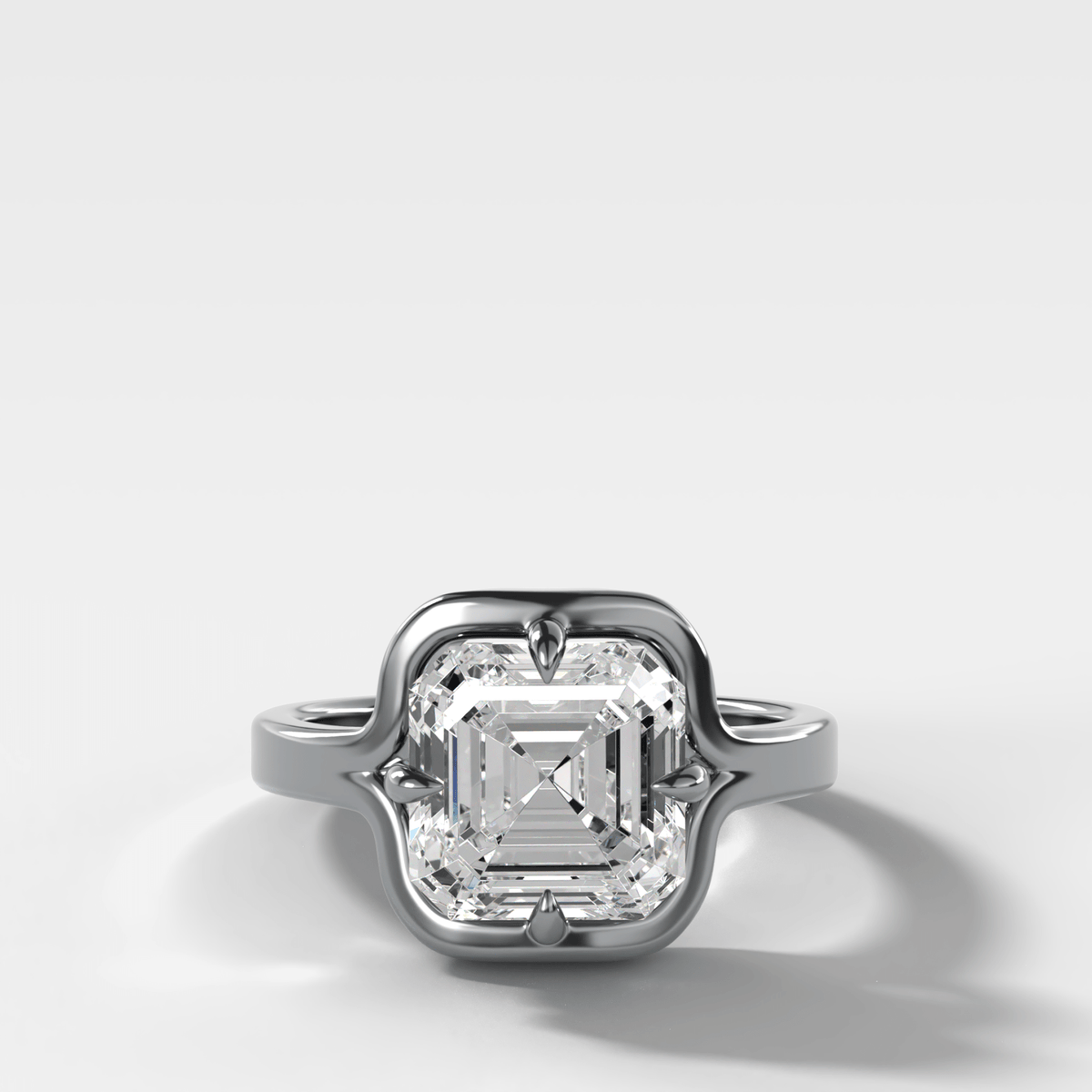 Sculptural Compass-Prong Engagement Ring with Asscher Cut Diamond - GOODSTONE