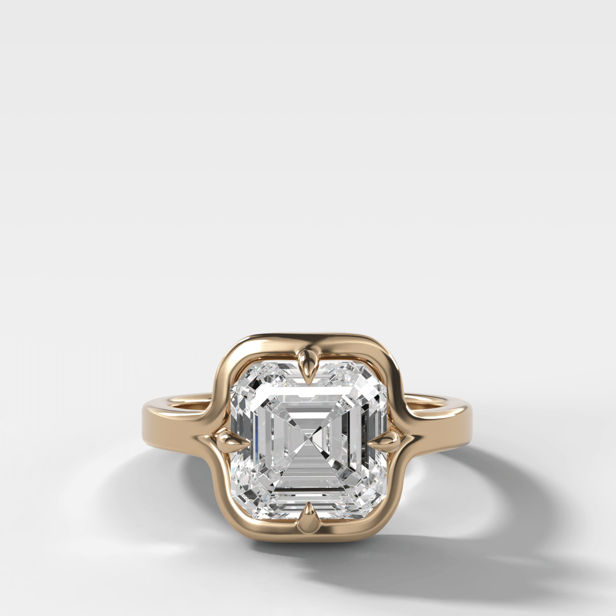 Sculptural Compass-Prong Engagement Ring with Asscher Cut Diamond - GOODSTONE