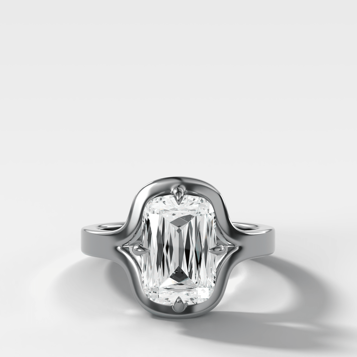 Sculptural Compass-Prong Engagement Ring with Criss Cut Diamond - GOODSTONE – White Gold / Platinum