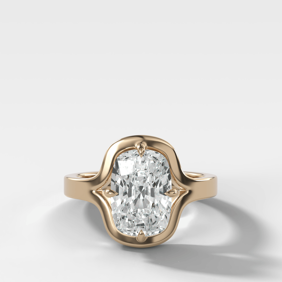 Sculptural Compass-Prong Engagement Ring with Cushion Cut Diamond - GOODSTONE