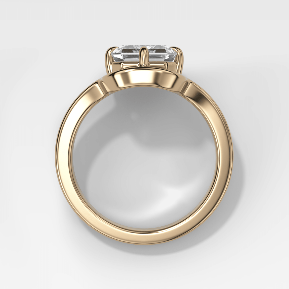Sculptural Compass-Prong Engagement Ring with Emerald Cut Diamond - GOODSTONE