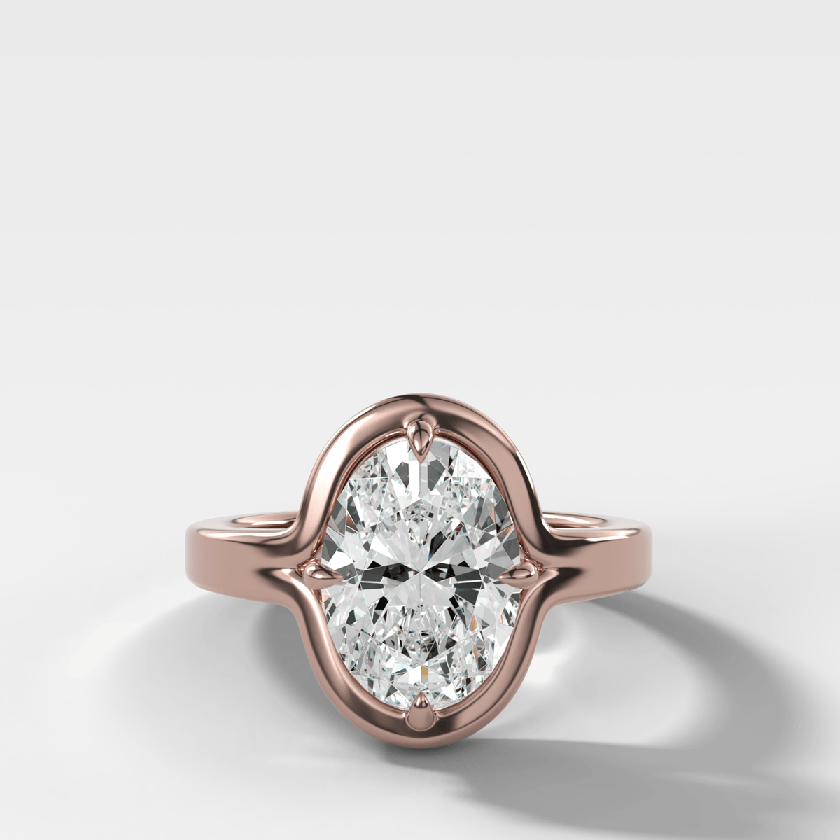 Sculptural Compass-Prong Engagement Ring with Oval Cut Diamond - GOODSTONE