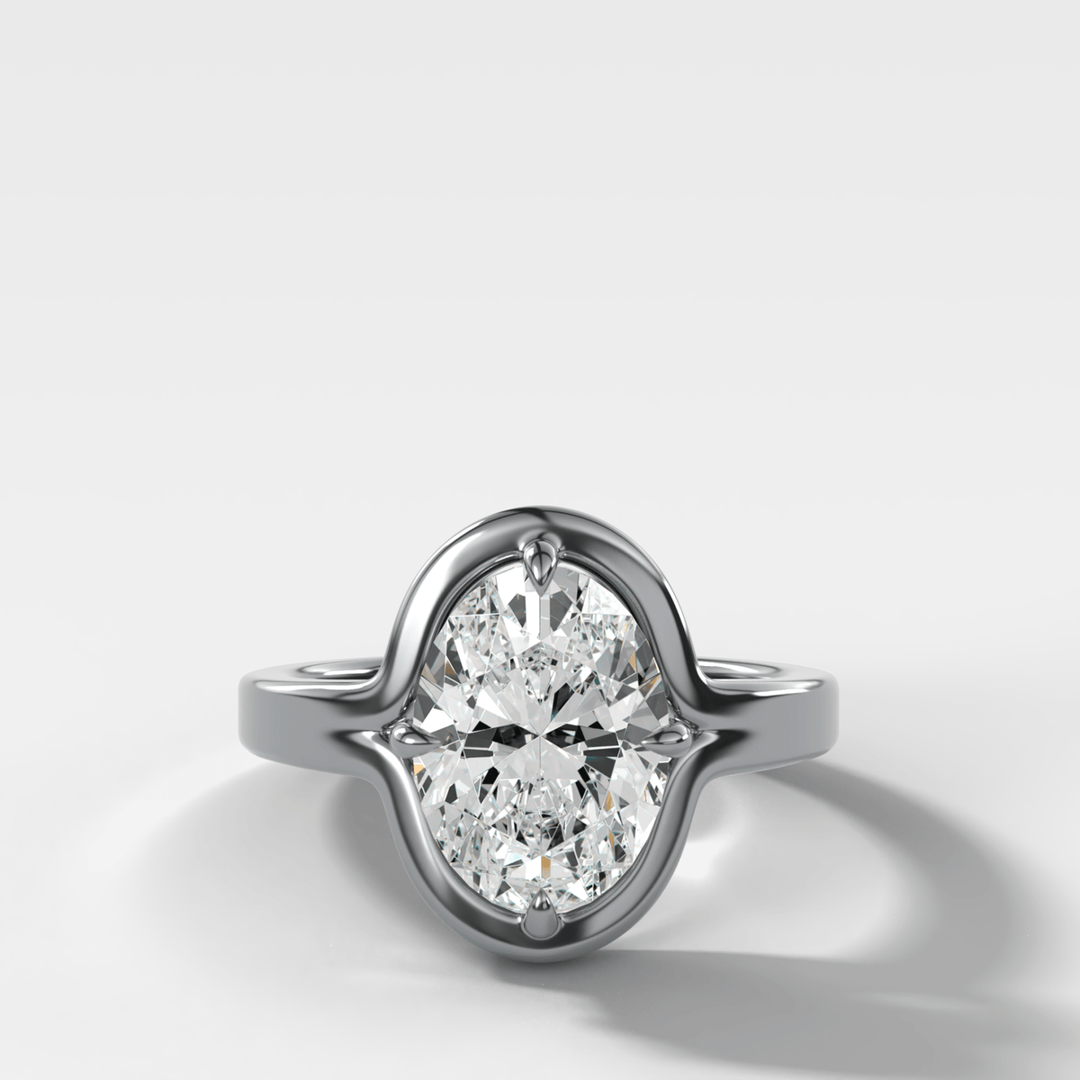 Sculptural Compass-Prong Engagement Ring with Oval Cut Diamond - GOODSTONE