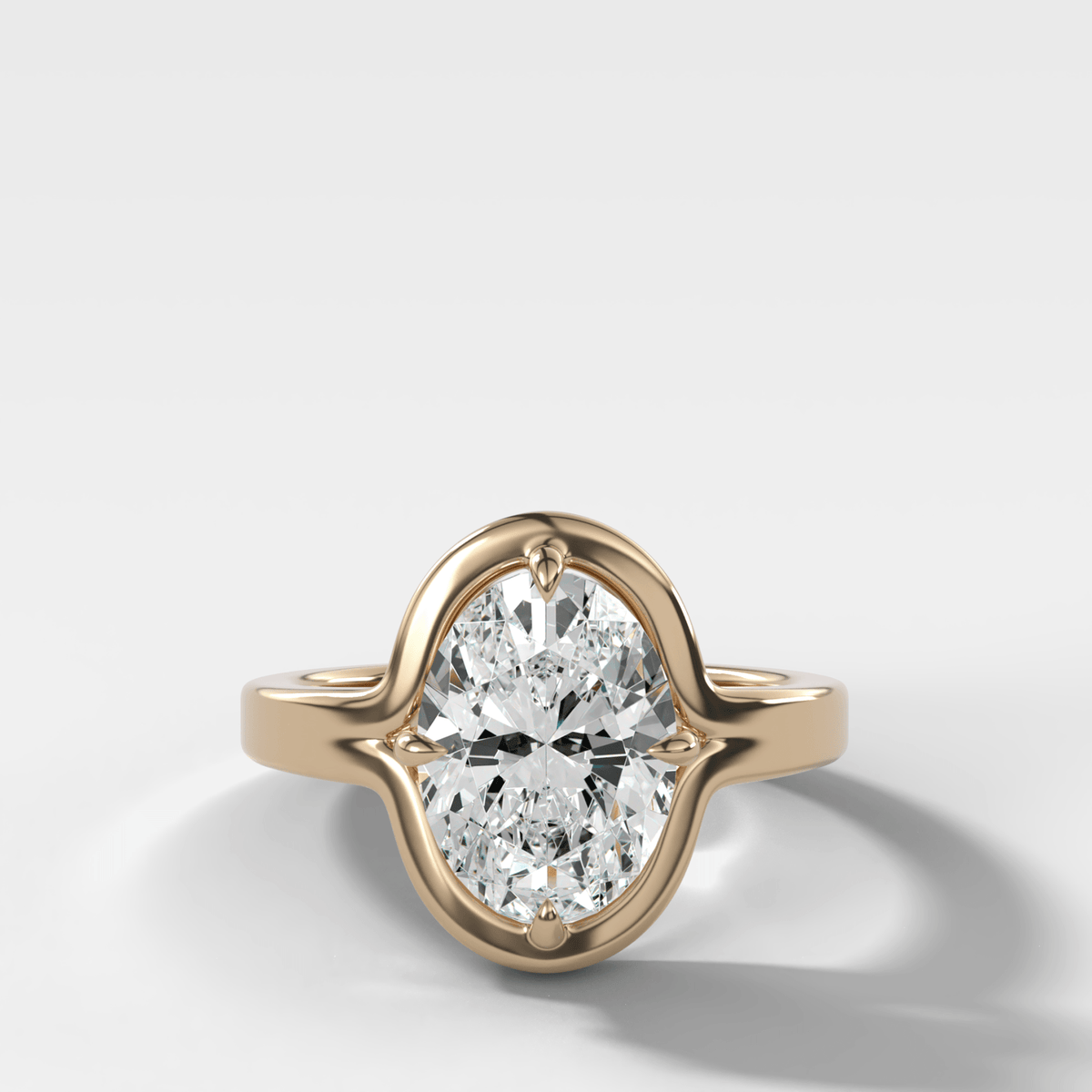 Sculptural Compass-Prong Engagement Ring with Oval Cut Diamond - GOODSTONE