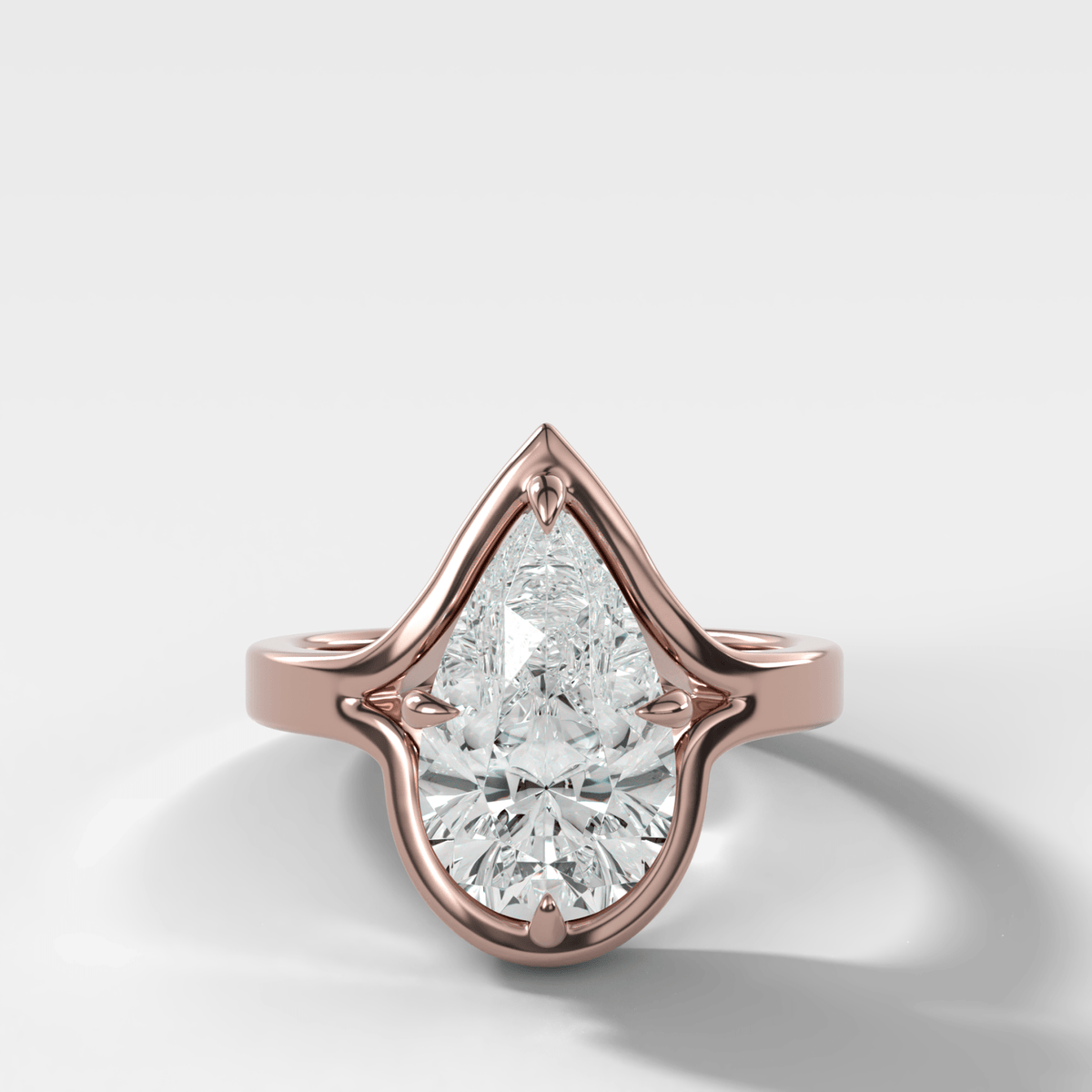 Sculptural Compass-Prong Engagement Ring with Pear Cut Diamond - GOODSTONE – Rose Gold