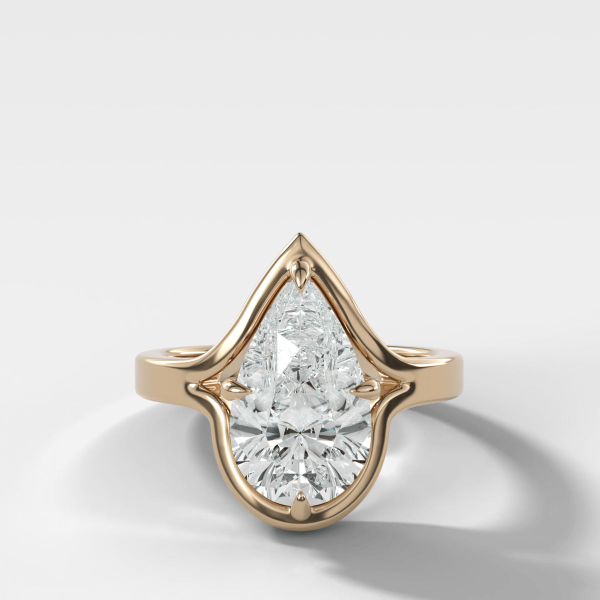 Sculptural Compass-Prong Engagement Ring with Pear Cut Diamond - GOODSTONE – Yellow Gold
