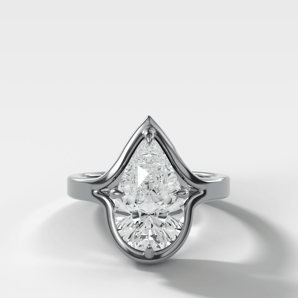 Sculptural Compass-Prong Engagement Ring with Pear Cut Diamond - GOODSTONE – White Gold / Platinum