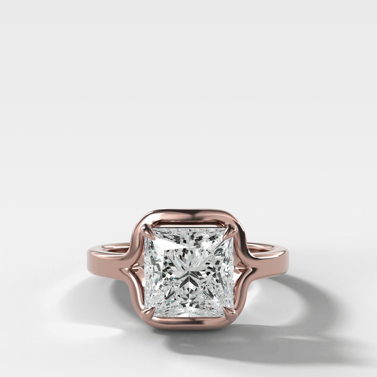 Sculptural Compass-Prong Engagement Ring with Princess Cut Diamond - GOODSTONE