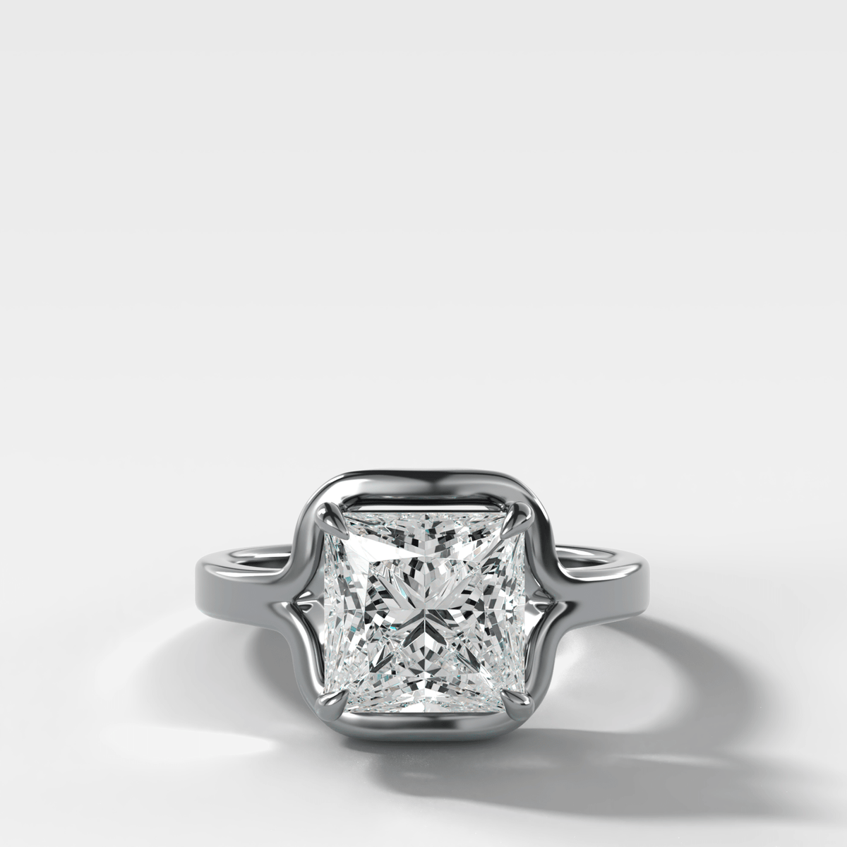 Sculptural Compass-Prong Engagement Ring with Princess Cut Diamond - GOODSTONE