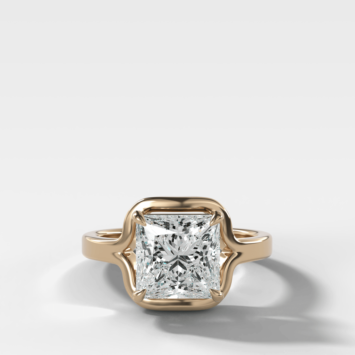 Sculptural Compass-Prong Engagement Ring with Princess Cut Diamond - GOODSTONE
