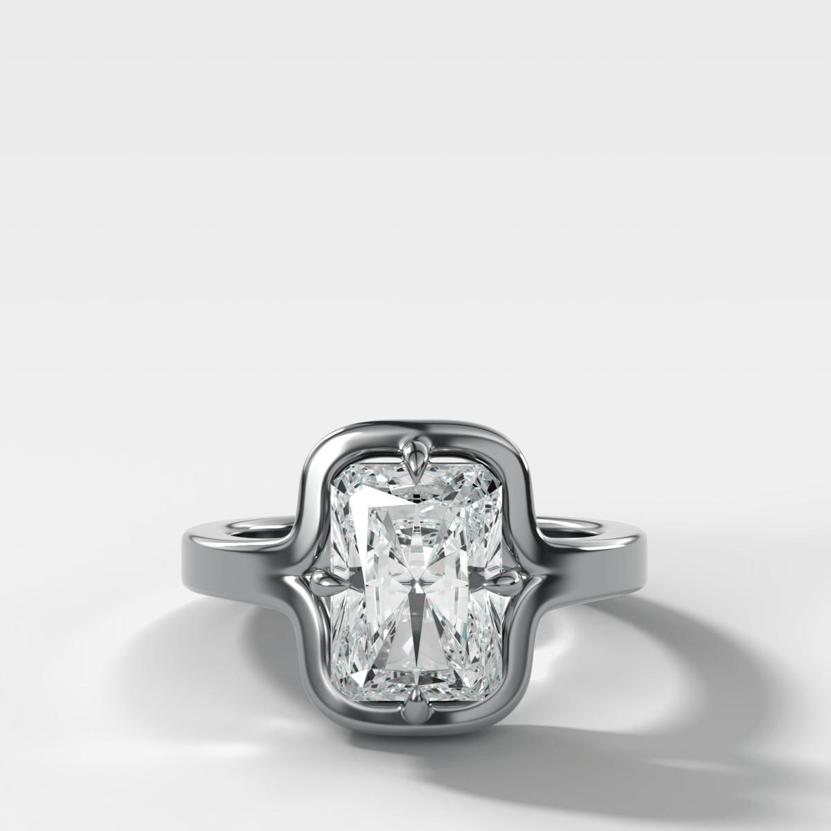 Sculptural Compass-Prong Engagement Ring with Radiant Cut Diamond - GOODSTONE