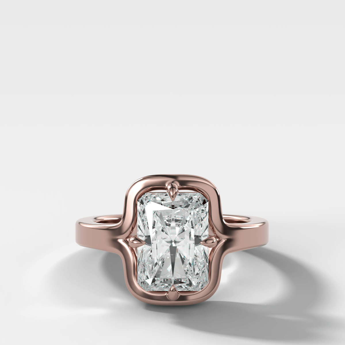 Sculptural Compass-Prong Engagement Ring with Radiant Cut Diamond - GOODSTONE