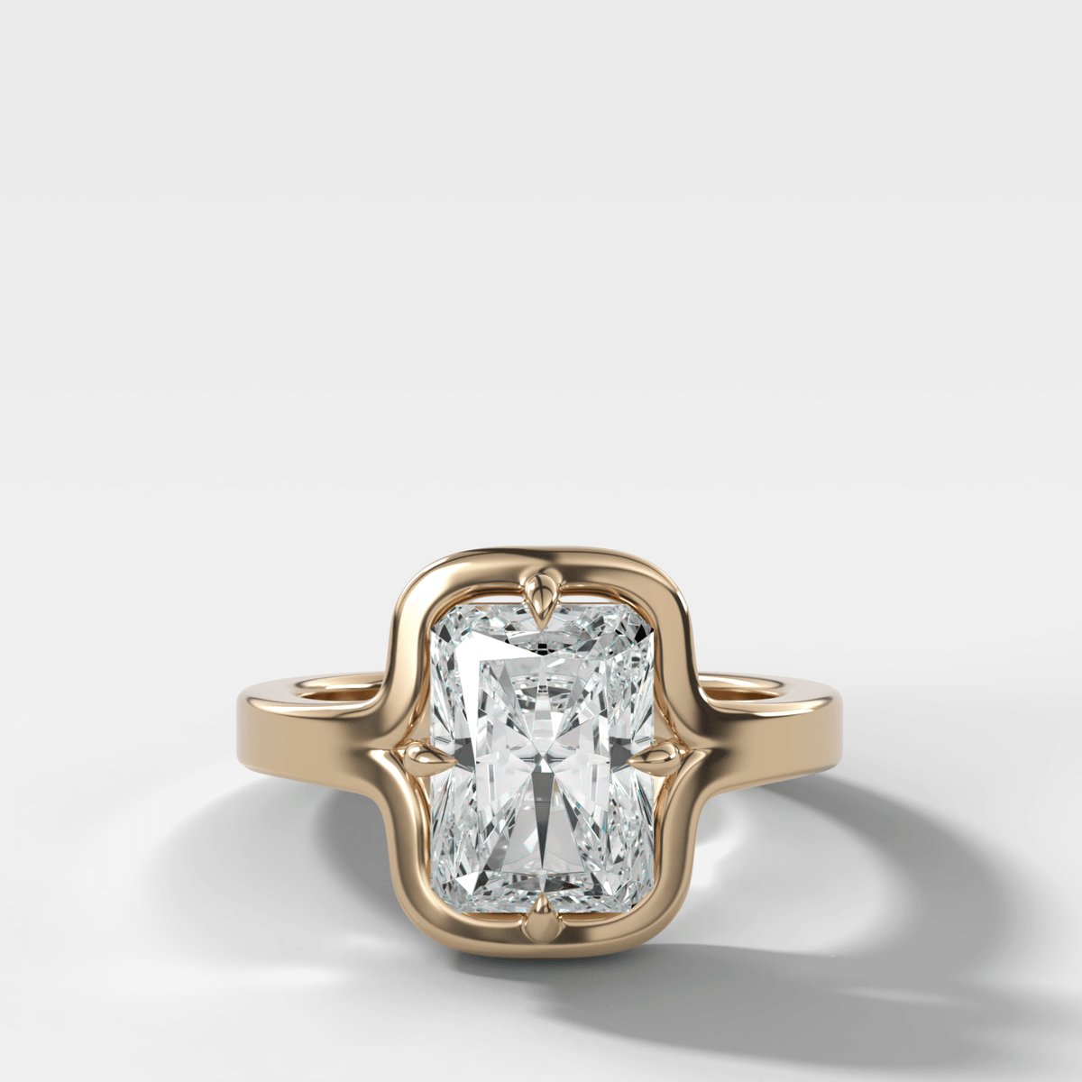 Sculptural Compass-Prong Engagement Ring with Radiant Cut Diamond - GOODSTONE