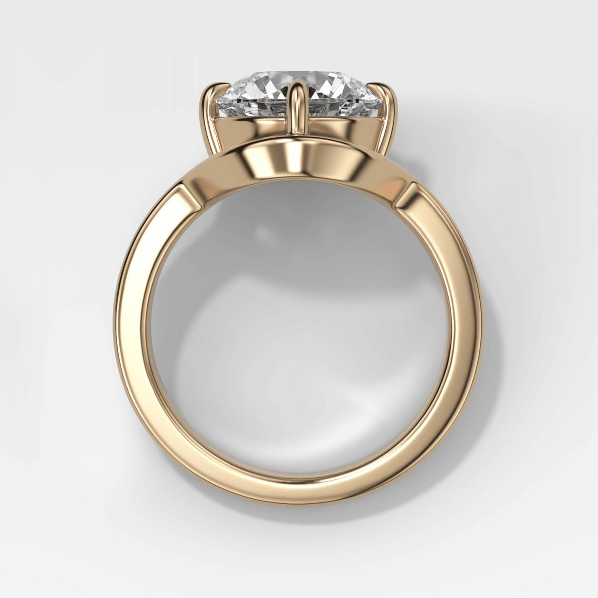 Sculptural Compass-Prong Engagement Ring with Round Cut Diamond - GOODSTONE