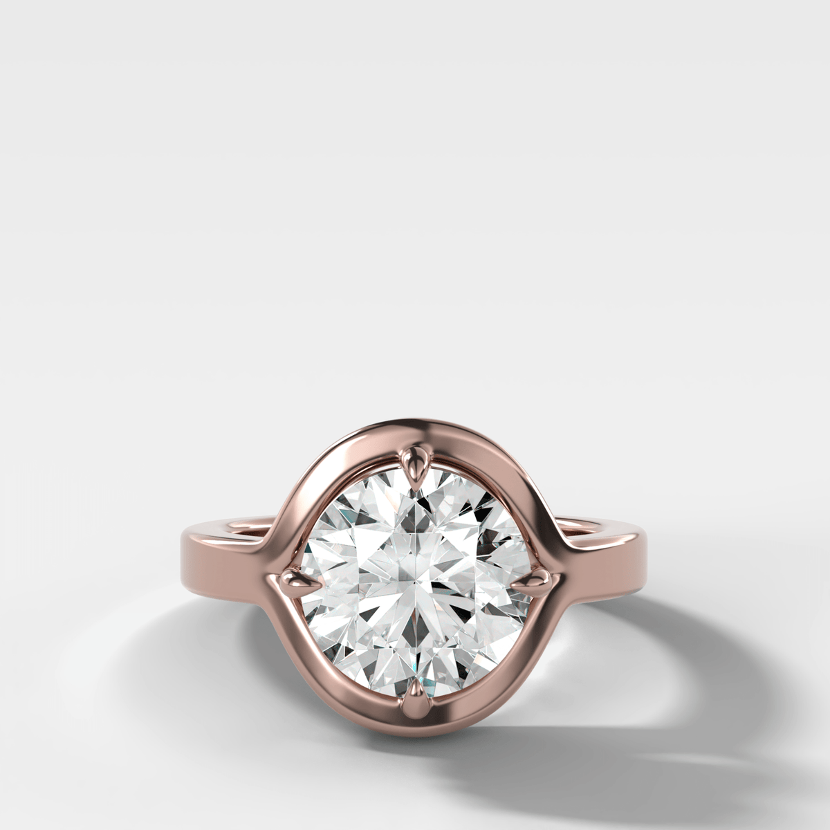 Sculptural Compass-Prong Engagement Ring with Round Cut Diamond - GOODSTONE