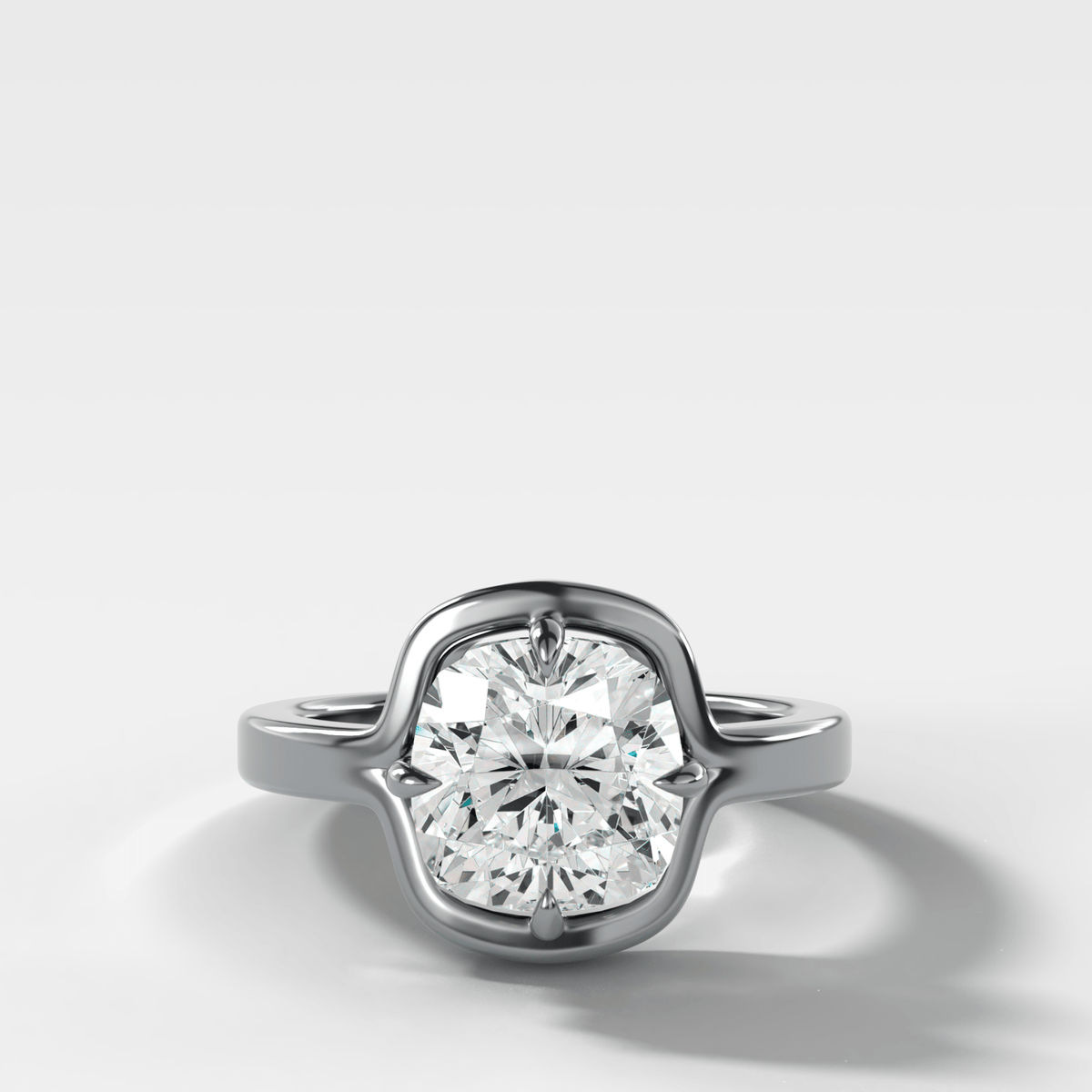 Sculptural Compass-Prong Engagement Ring with Square Cushion Cut Diamond - GOODSTONE