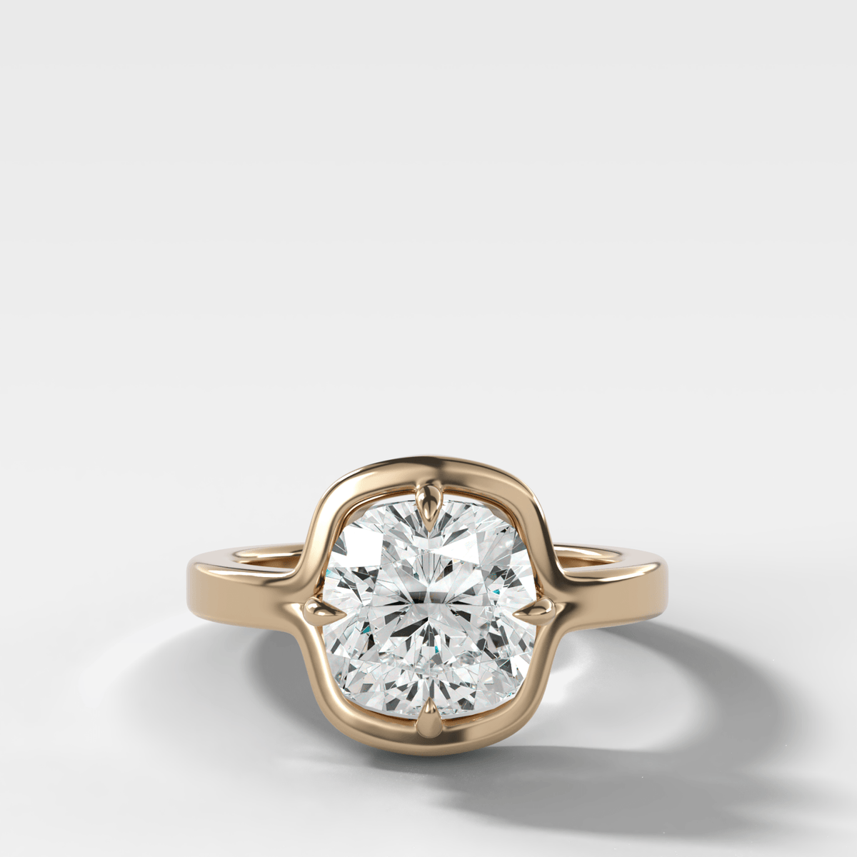 Sculptural Compass-Prong Engagement Ring with Square Cushion Cut Diamond - GOODSTONE